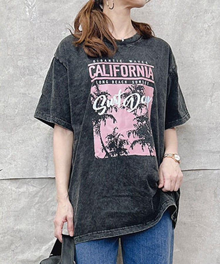 エスイーユー SEU コットン100％ヴィンテージプリントTシャツ