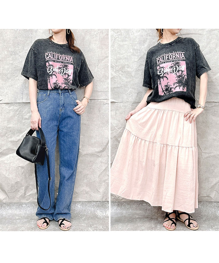 エスイーユー SEU コットン100％ヴィンテージプリントTシャツ