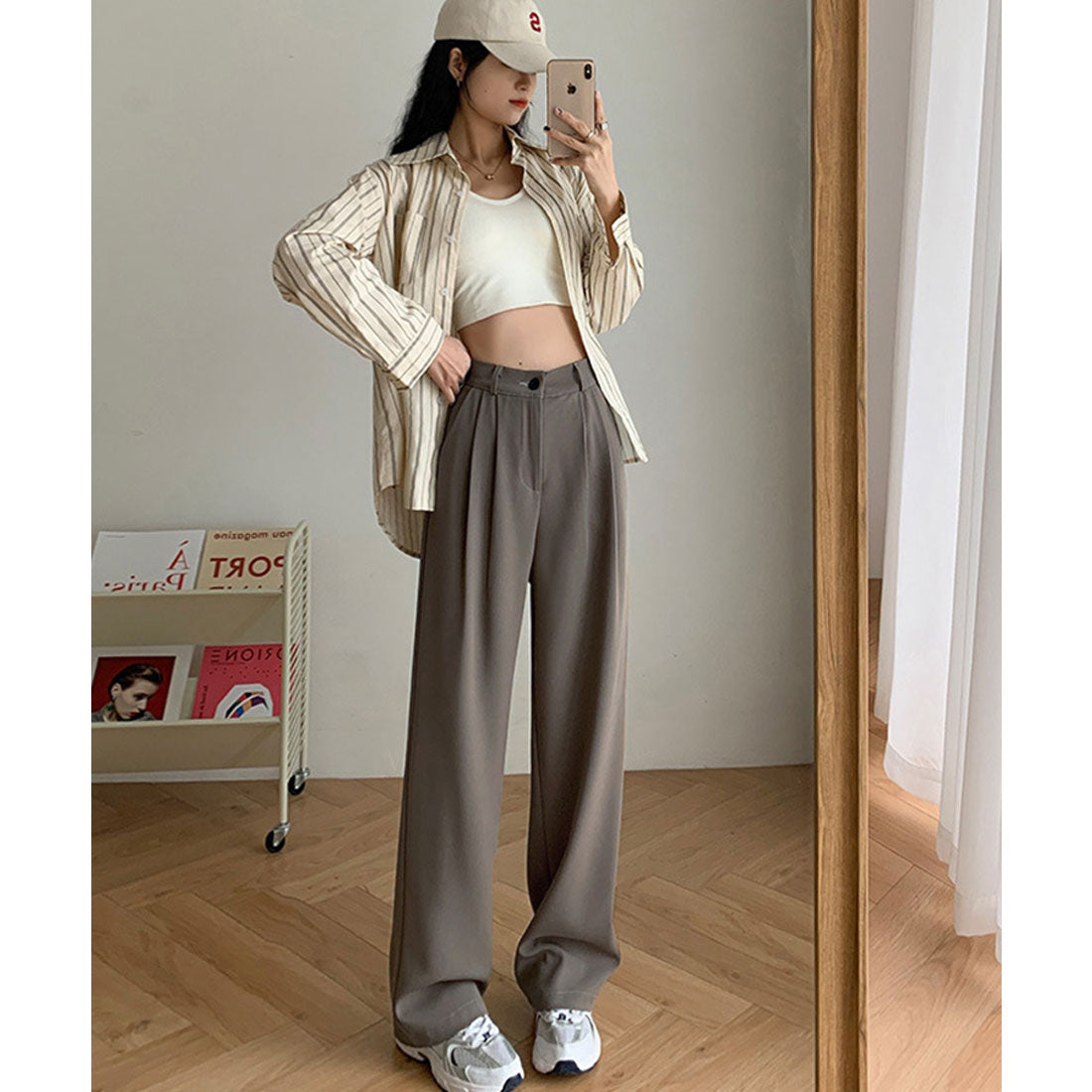 エスイーユー SEU セミワイドパンツ 脚長 楽ちん 後ろゴム 通勤通学 オフィスカジュアル ゆったり 体型カバー 韓国ファッション SEU