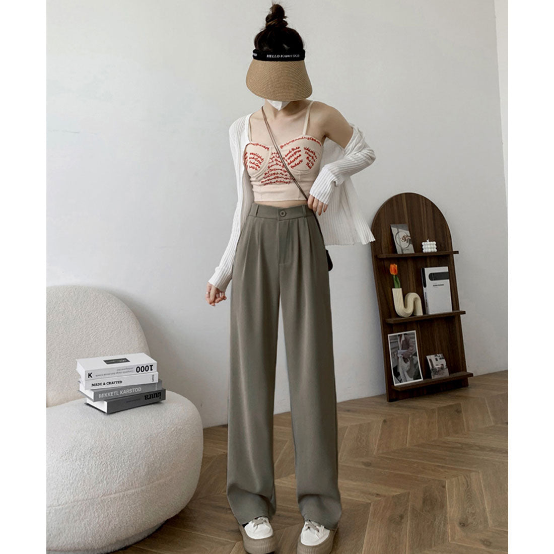 エスイーユー SEU セミワイドパンツ 脚長 楽ちん 後ろゴム 通勤通学 オフィスカジュアル ゆったり 体型カバー 韓国ファッション SEU