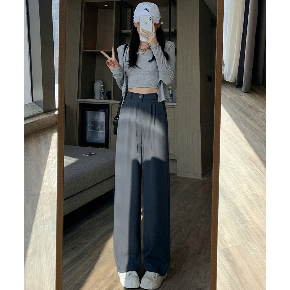 エスイーユー SEU セミワイドパンツ 脚長 楽ちん 後ろゴム 通勤通学 オフィスカジュアル ゆったり 体型カバー 韓国ファッション SEU