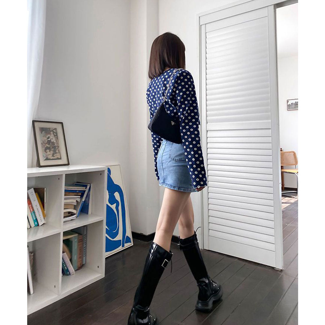 エスイーユー SEU サイドスリットデニムミニスカートパンツ スカート風 デニムショートパンツ ボトムス ミニスカート 脚長効果 韓国ファッション
