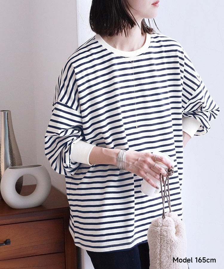 エスイーユー SEU 綿100％！2Type選べるオーバーサイズTシャツ トップス プルオーバー 体型カバー ゆったり 韓国ファッション