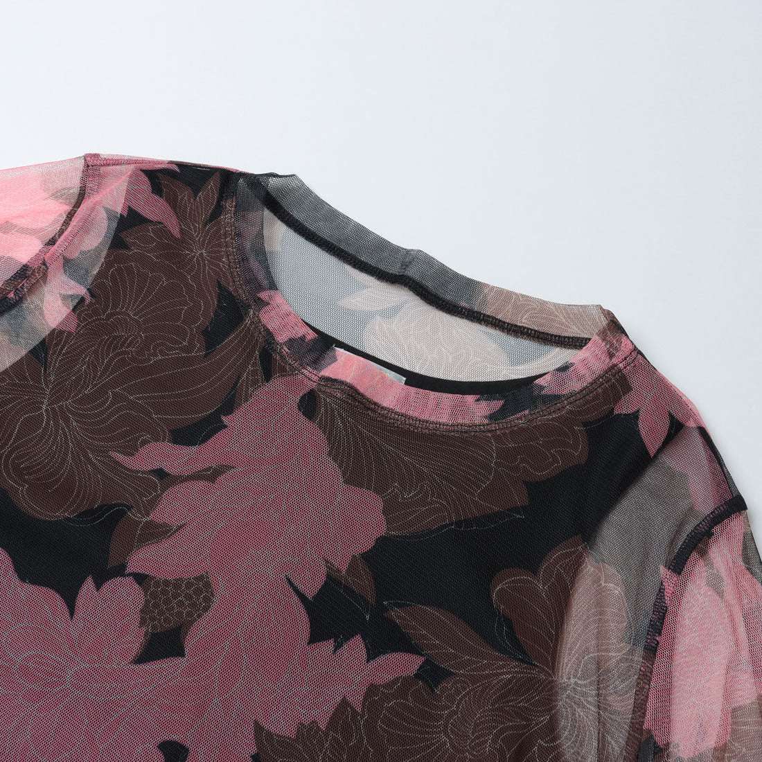 センソユニコ Sensounico Dw2R フラワープリントチュール プルオーバー （ブラウン） ブラウン