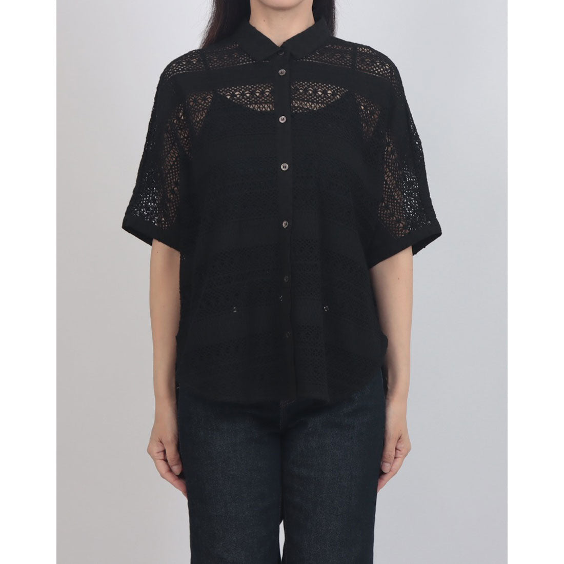 センソユニコ Sensounico Dw2R ファブリックレースブラウス （ベージュ） ベージュ