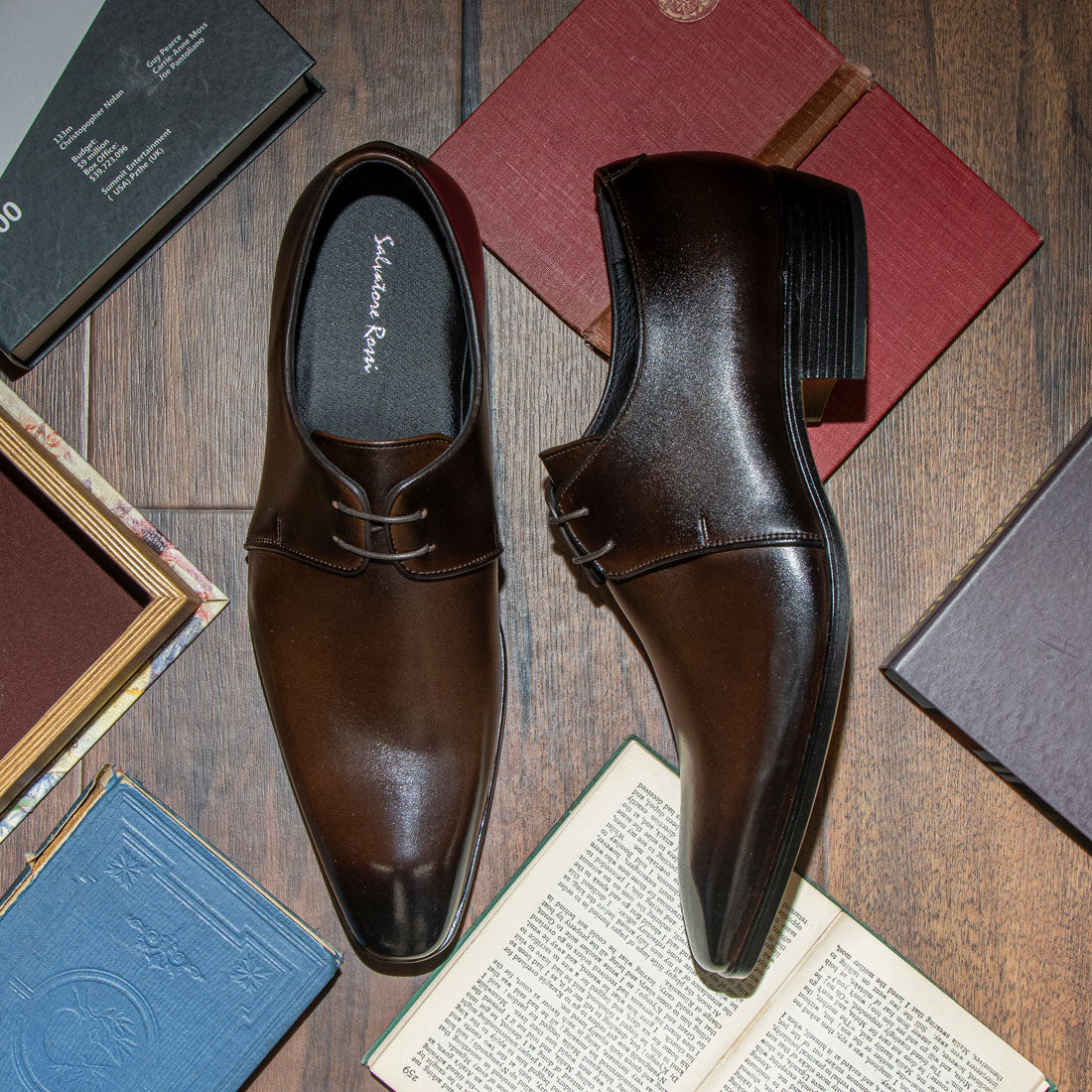 Salvatore Rossi Milano Italian sole leather eyelet plain toe shoes