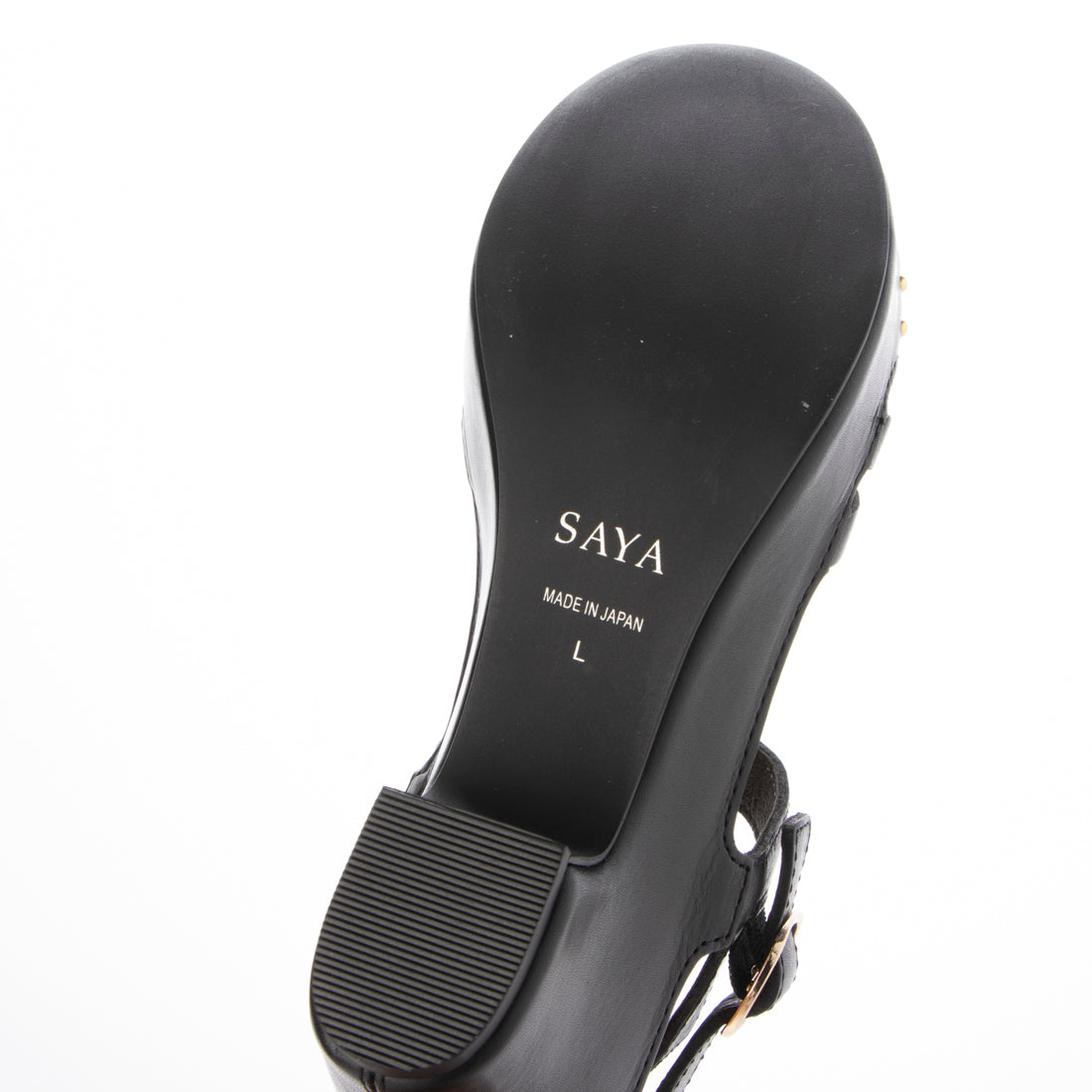 サヤ SAYA 7cm厚底本革プラット製法サンダル （ブラック） ブラック