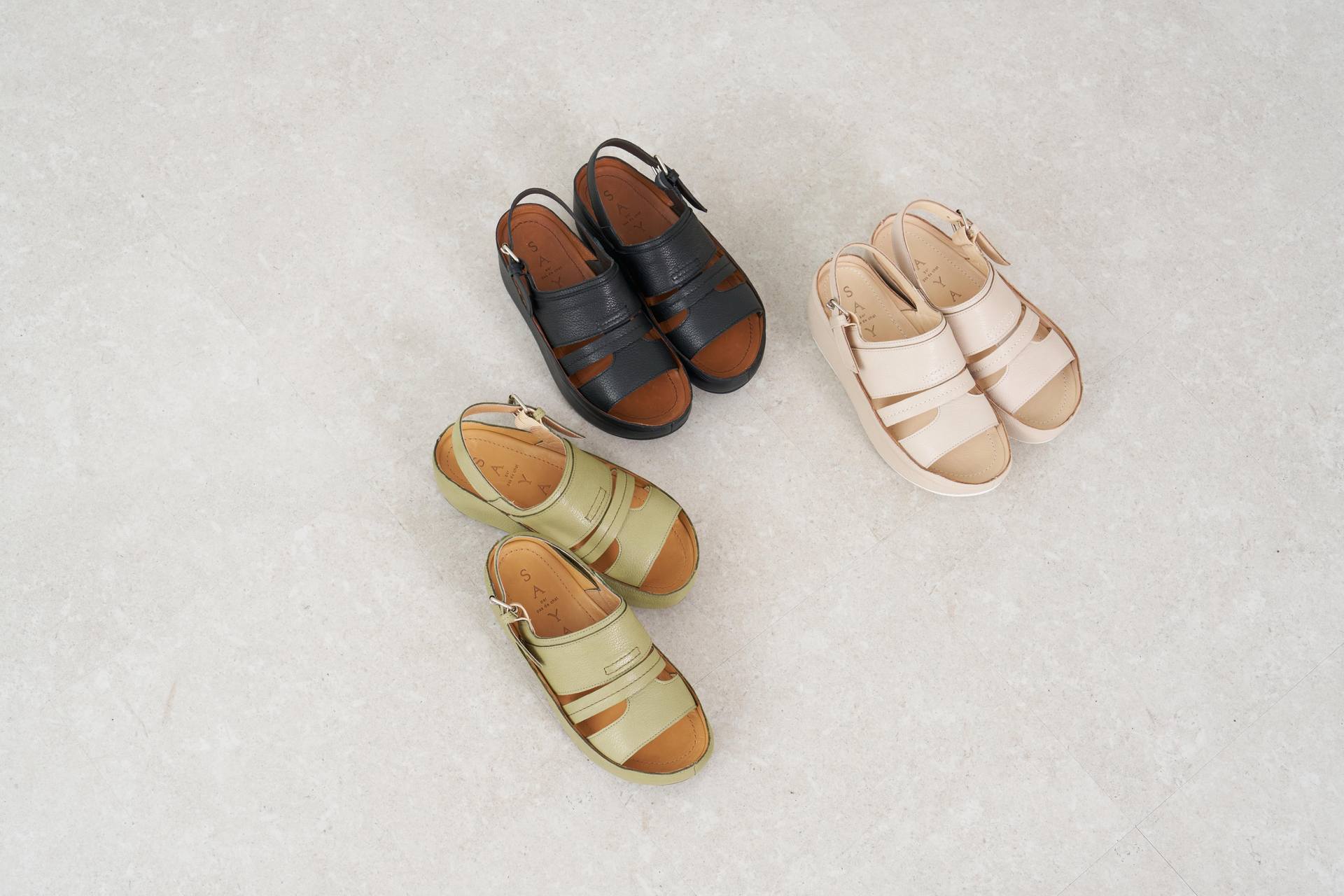 Saya SAYA 4.5cm Thick-soled Genuine Leather Platform Sandals