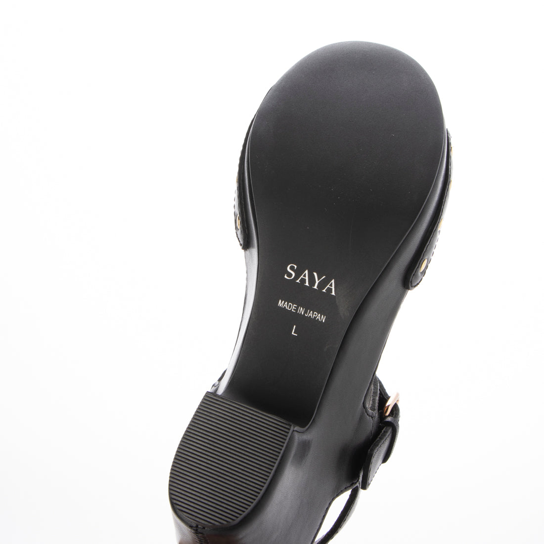 サヤ SAYA 7cm厚底本革プラット製法サンダル （ブラック） ブラック