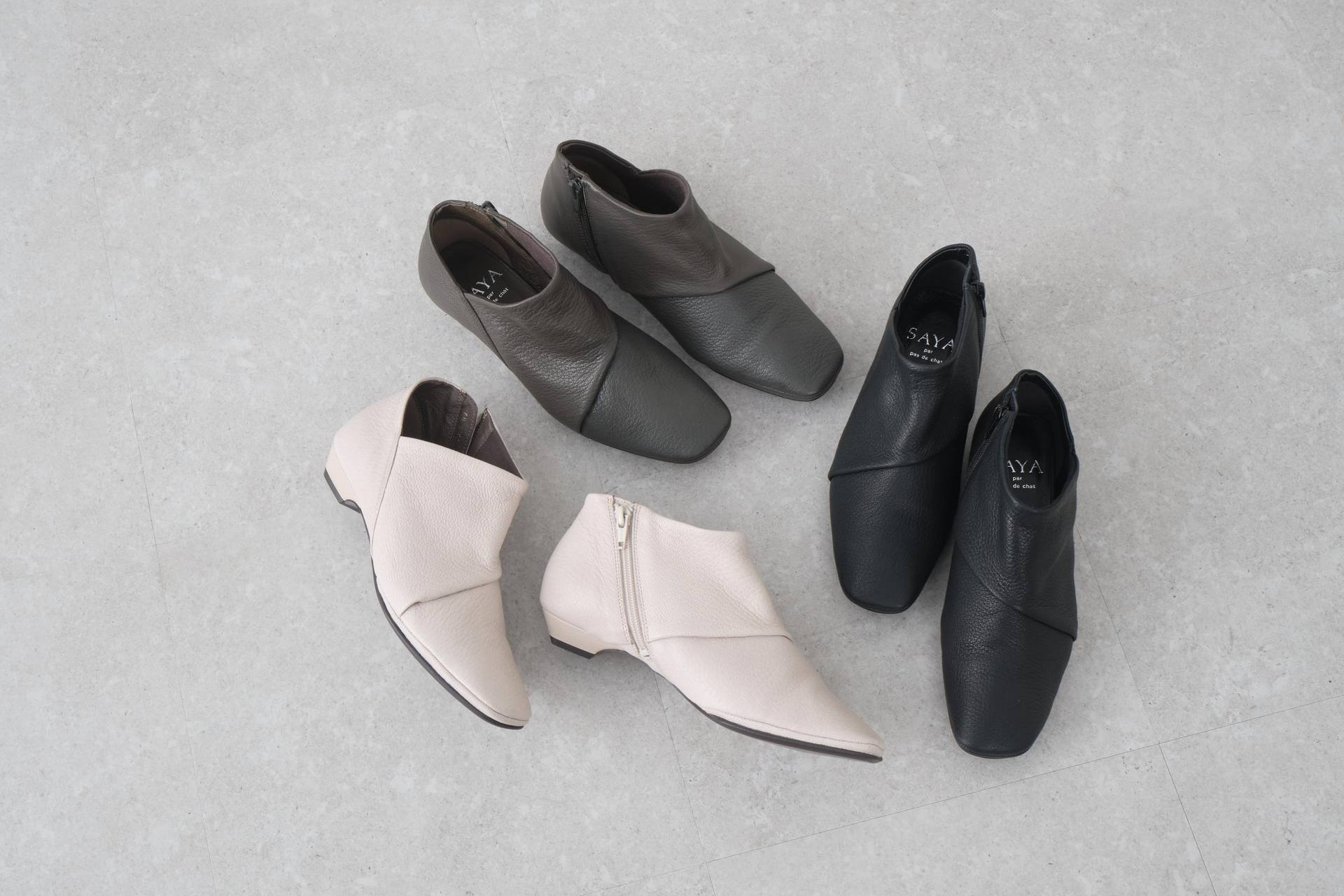 サヤ SAYA 2cmボロネーゼ製法ショートブーツ （アイボリー） アイボリー