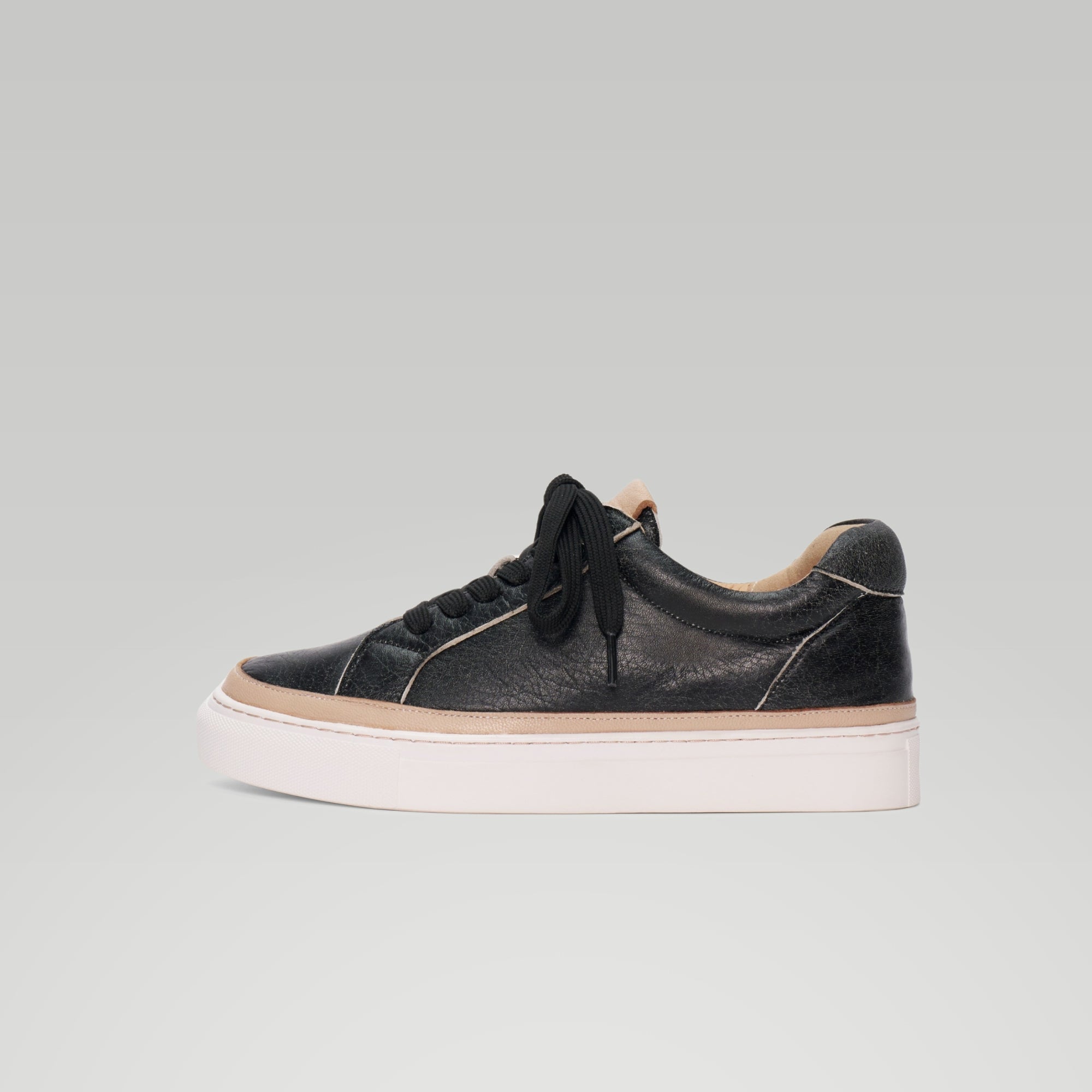 Saya 3cm genuine leather in-heel lace-up sneakers