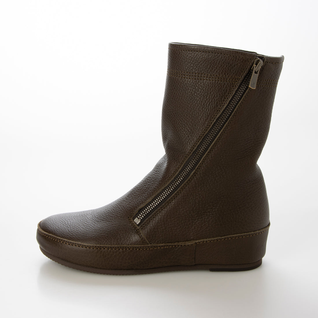 Saya 3cm Platform Genuine Leather Side Zipper Boots