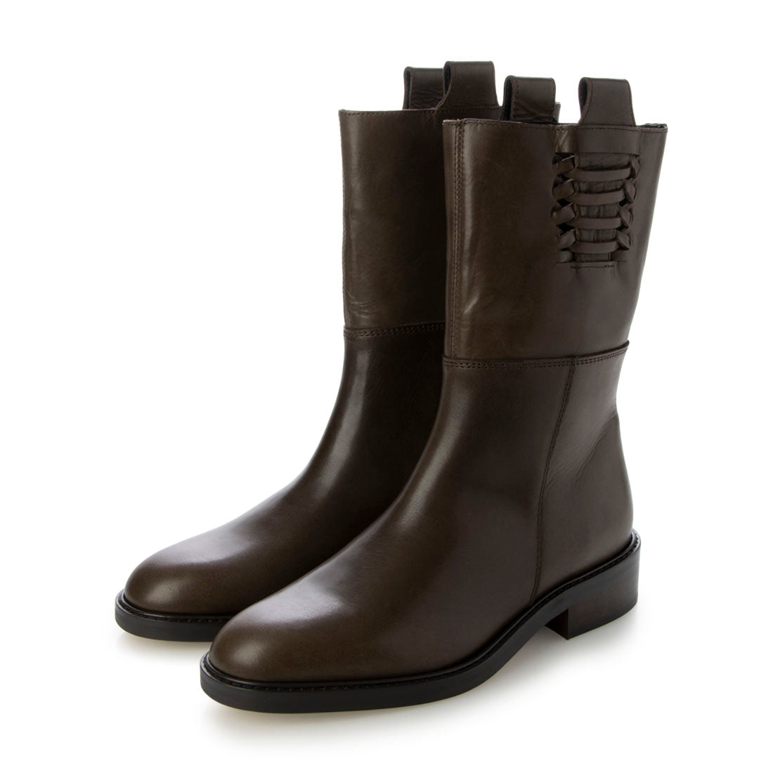 SAYA 3cm genuine leather lace-up craft short boots