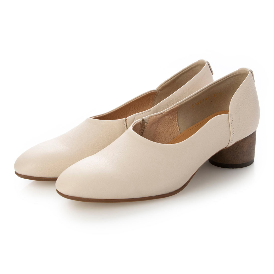 SAYA 4cm genuine leather heel slip-on shoes