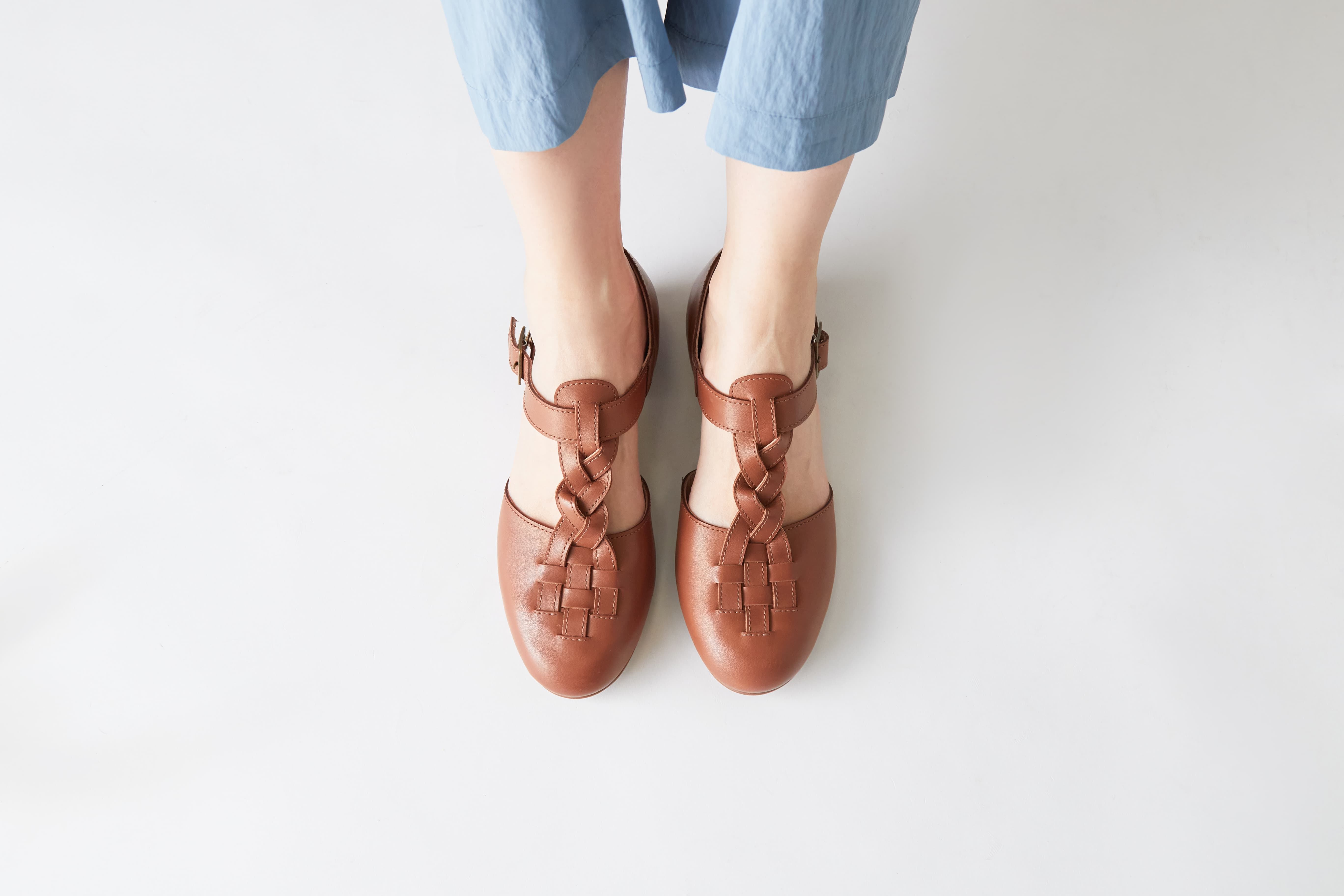 SAYA Genuine Leather T-Strap Separate Shoes