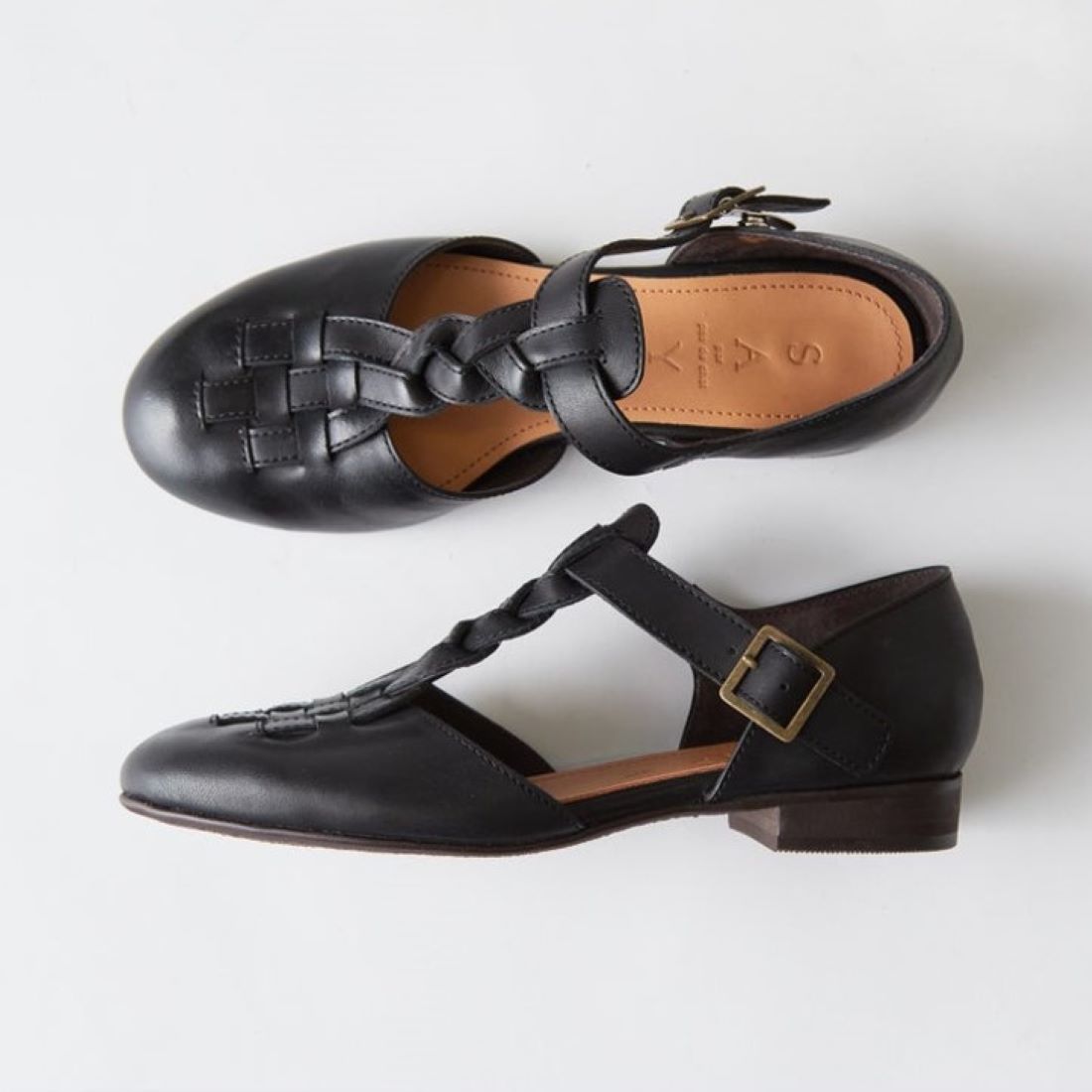 SAYA Genuine Leather T-Strap Separate Shoes