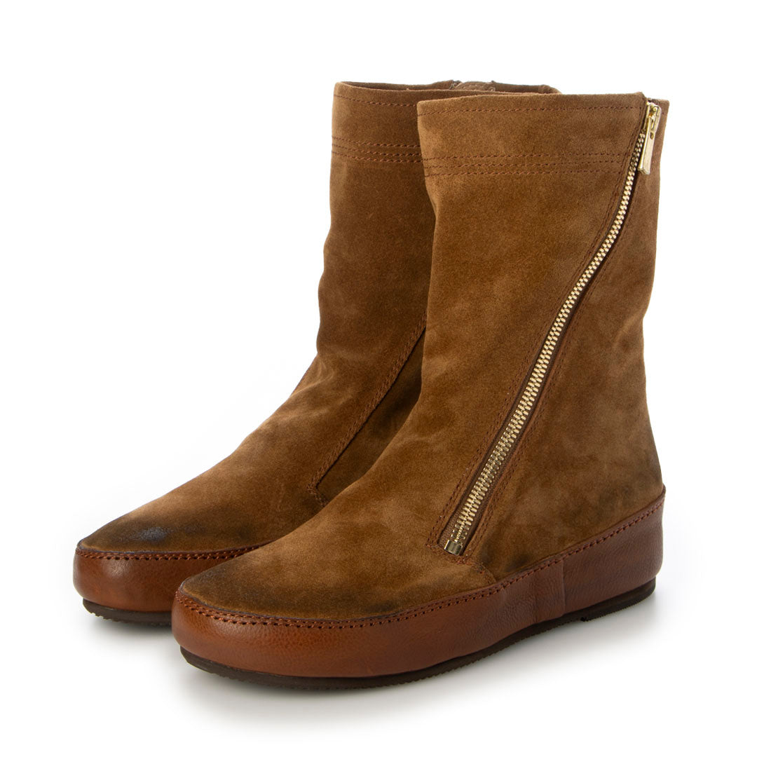 さや/3 Saya 3cm Platform Genuine Leather Side Zipper Boots