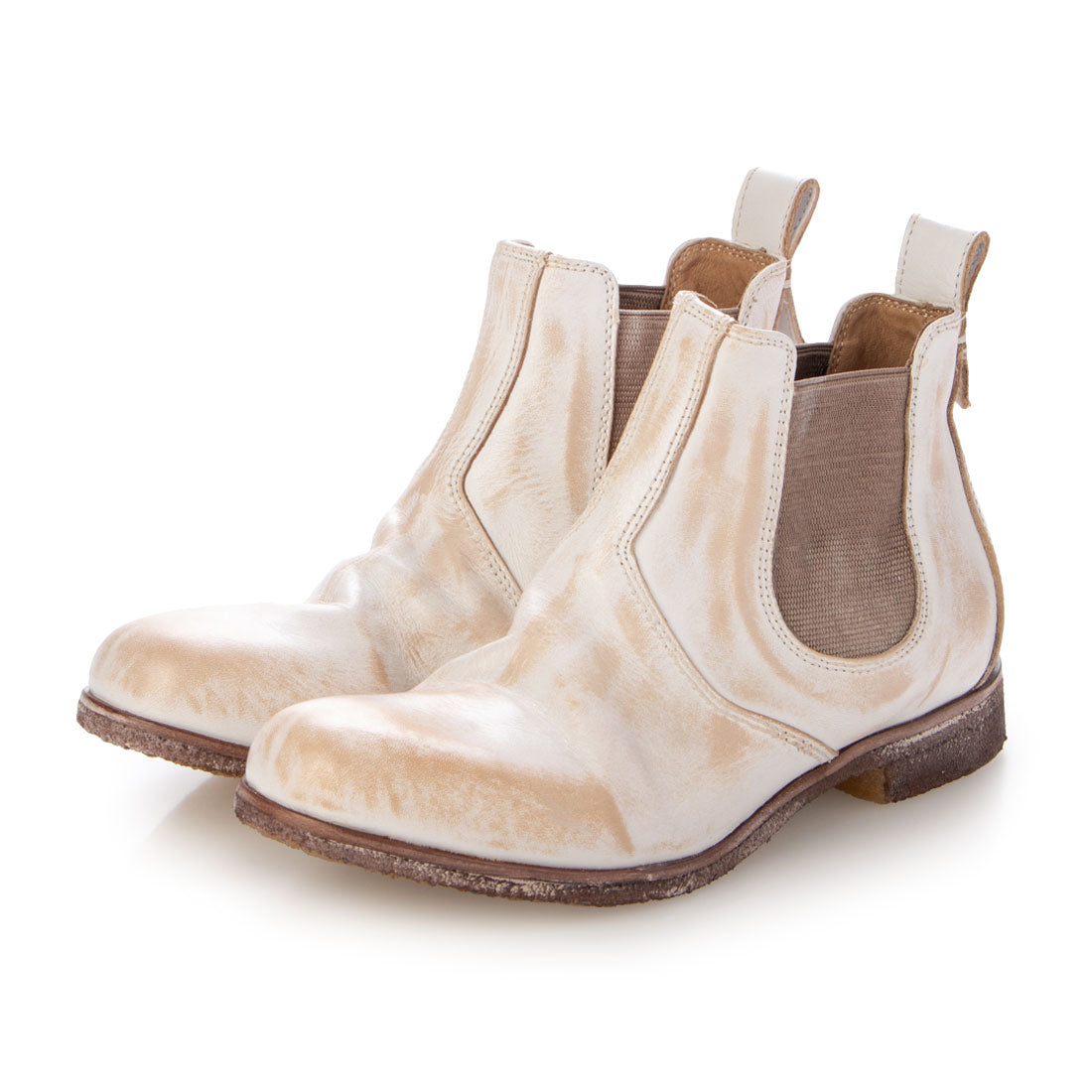 SAYA Crepe Genuine Leather Round Toe Bolognese Method Side Gore Boots