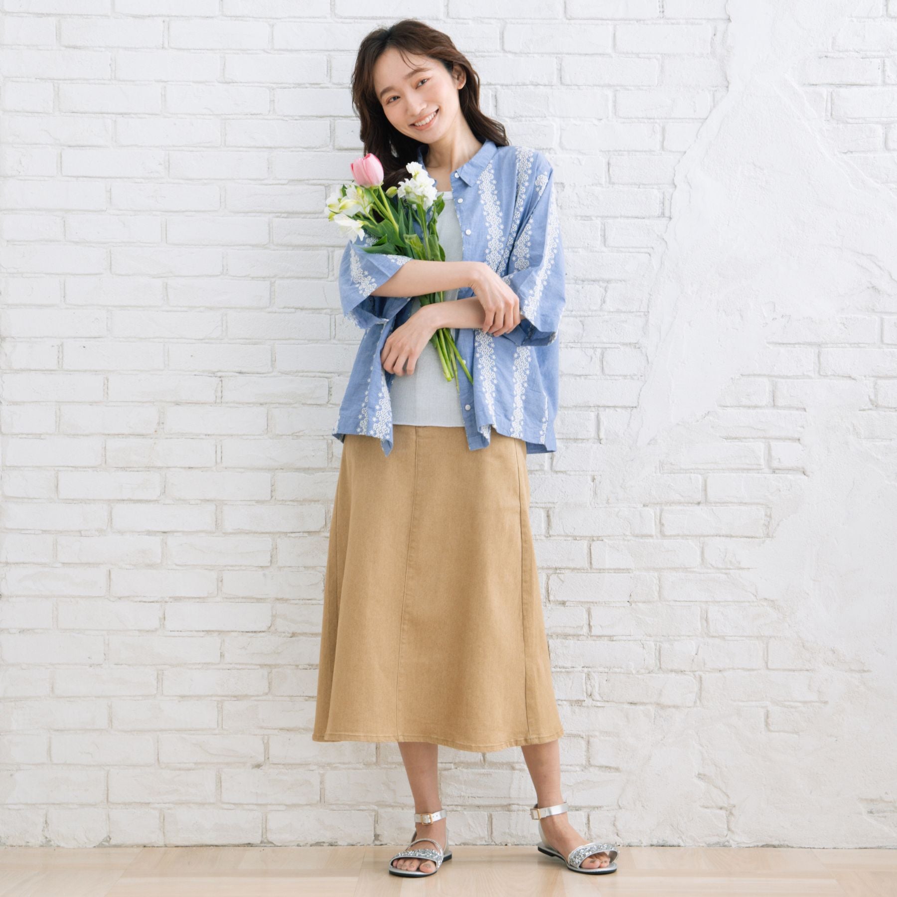 サブストリート マイスタンダード sabstreet my standard 【大きいサイズ】 15号(3L) エンブロイダリーレースデニムシャツ （ブルー） ブルー