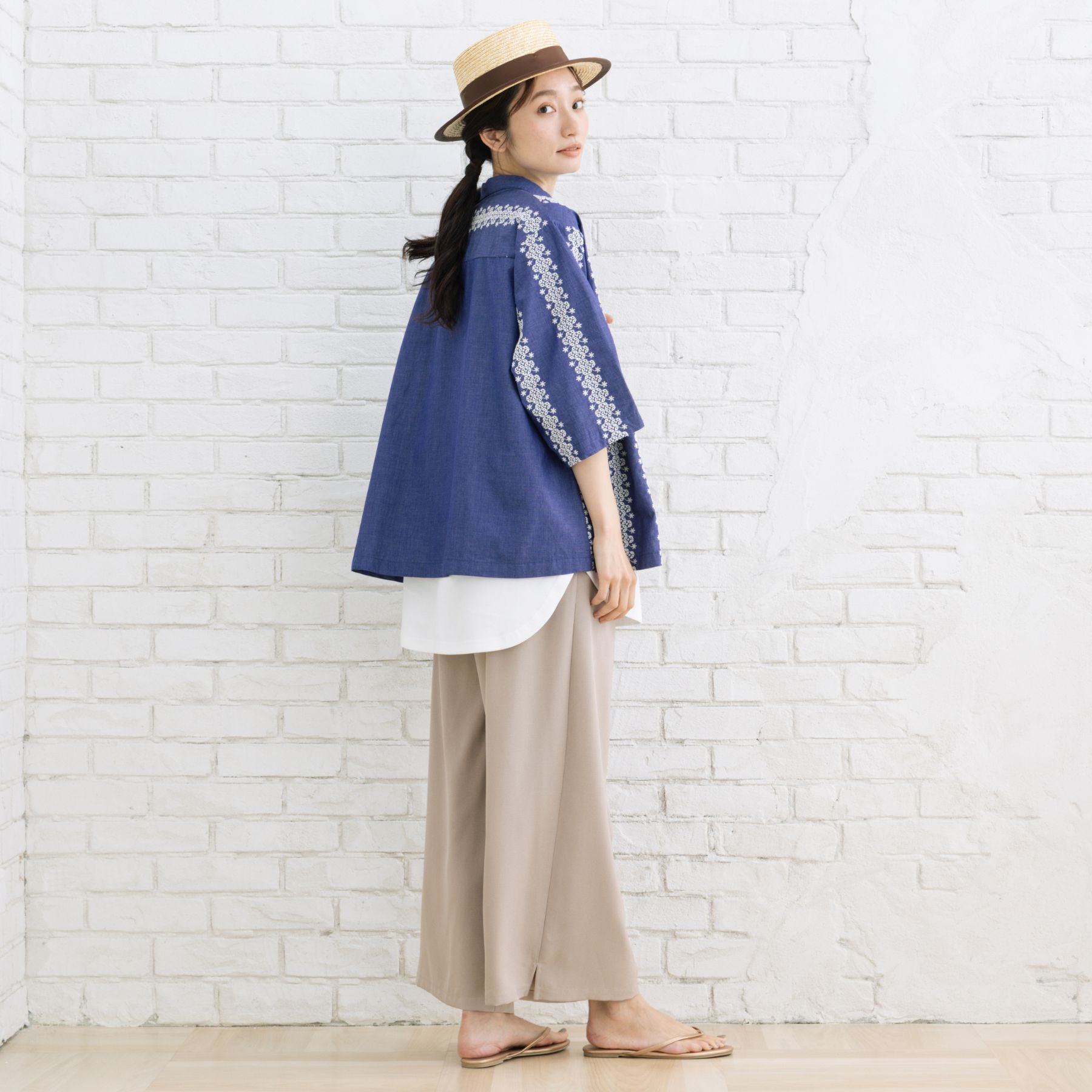 サブストリート マイスタンダード sabstreet my standard 【大きいサイズ】 15号(3L) エンブロイダリーレースデニムシャツ （ブルー） ブルー