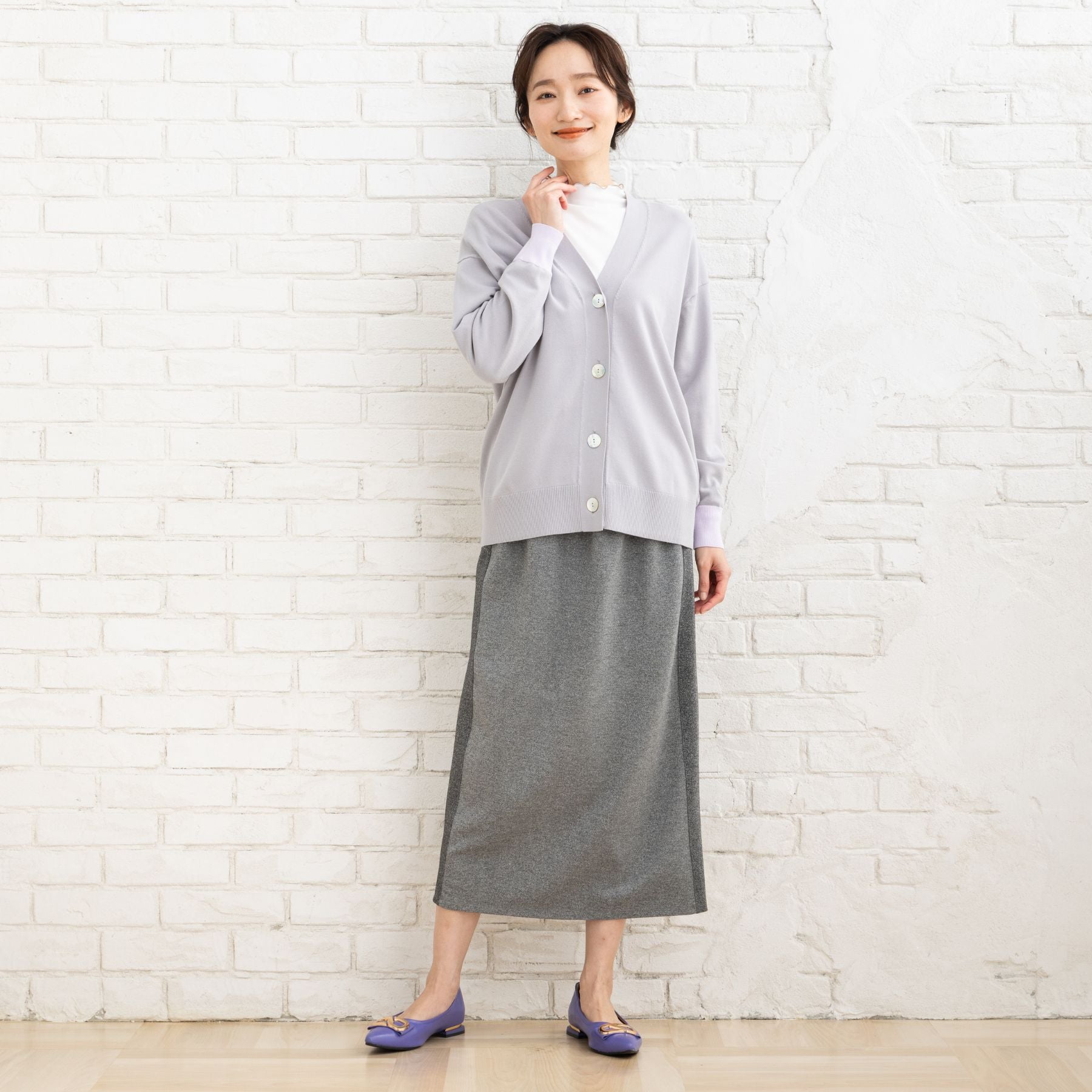 サブストリート マイスタンダード sabstreet my standard 【大きいサイズ】 9号・15号(M・3L) FONTLAB 袖口配色Vカーディガン （ブラック） ブラック