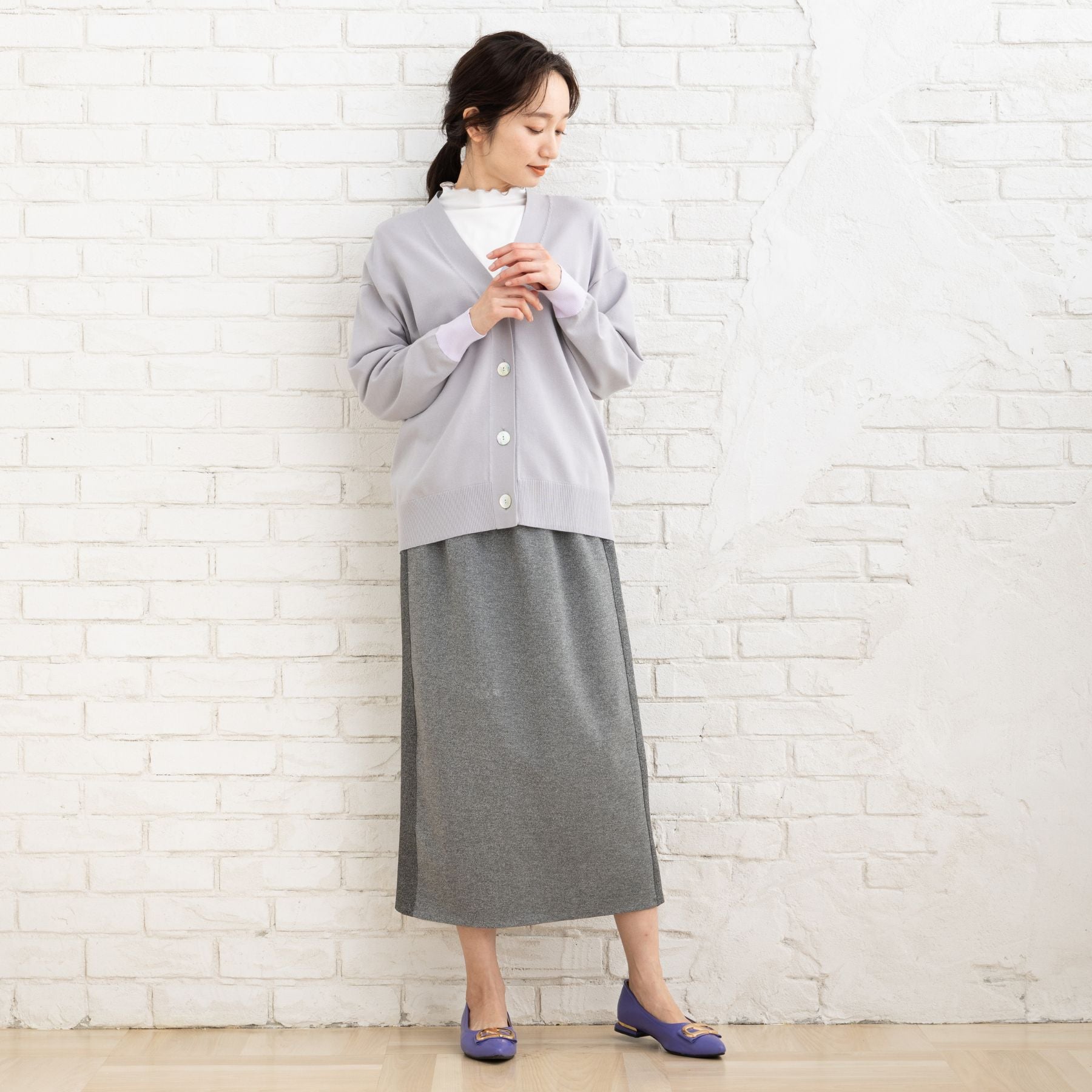 サブストリート マイスタンダード sabstreet my standard 【大きいサイズ】 9号・15号(M・3L) FONTLAB 袖口配色Vカーディガン （ブラック） ブラック