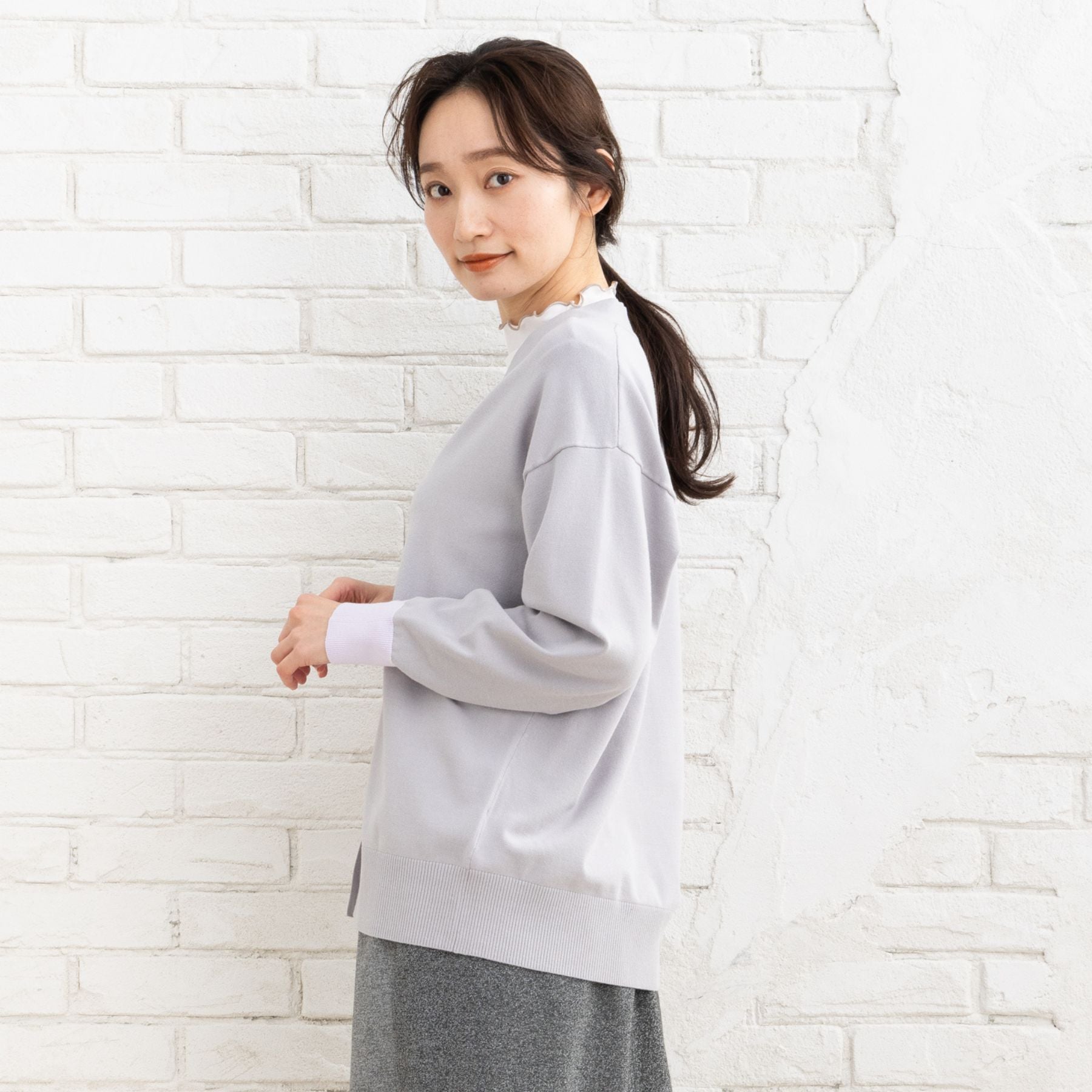 サブストリート マイスタンダード sabstreet my standard 【大きいサイズ】 9号・15号(M・3L) FONTLAB 袖口配色Vカーディガン （ブラック） ブラック