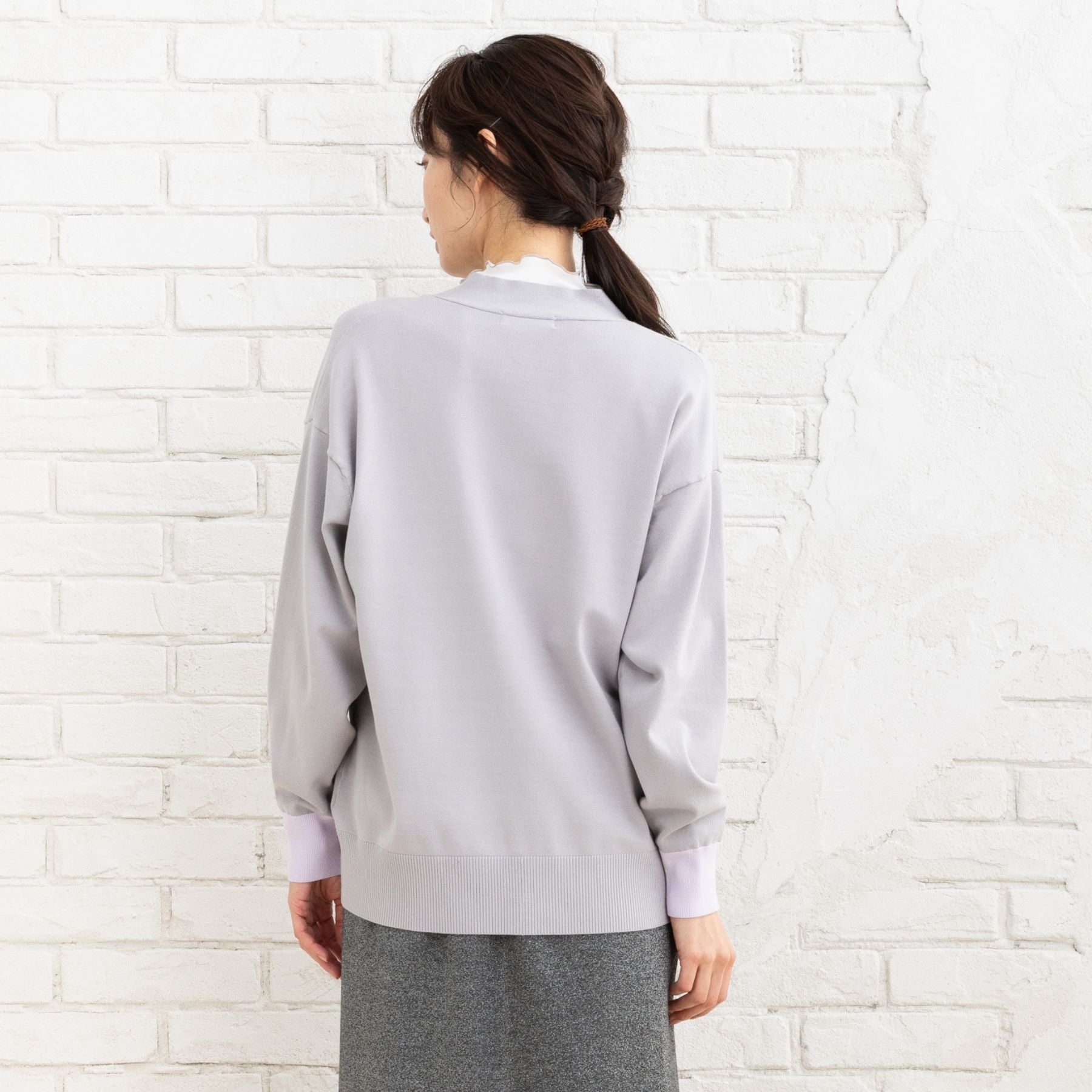 サブストリート マイスタンダード sabstreet my standard 【大きいサイズ】 9号・15号(M・3L) FONTLAB 袖口配色Vカーディガン （ブラック） ブラック