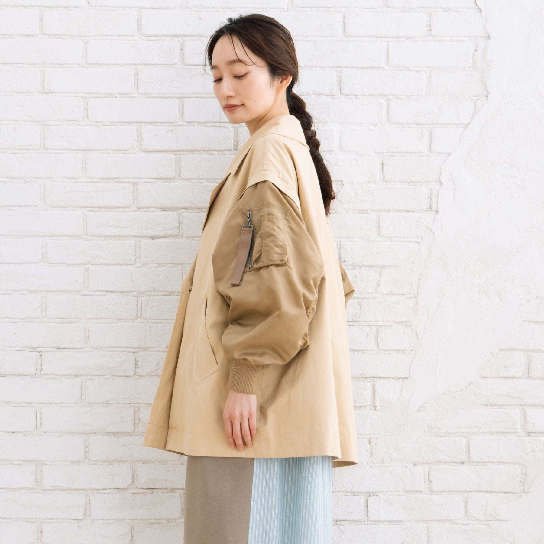 サブストリート マイスタンダード sabstreet my standard 【大きいサイズ】 15号(3L) FONTLAB MA-1スリーブショートコート （ベージュ） ベージュ