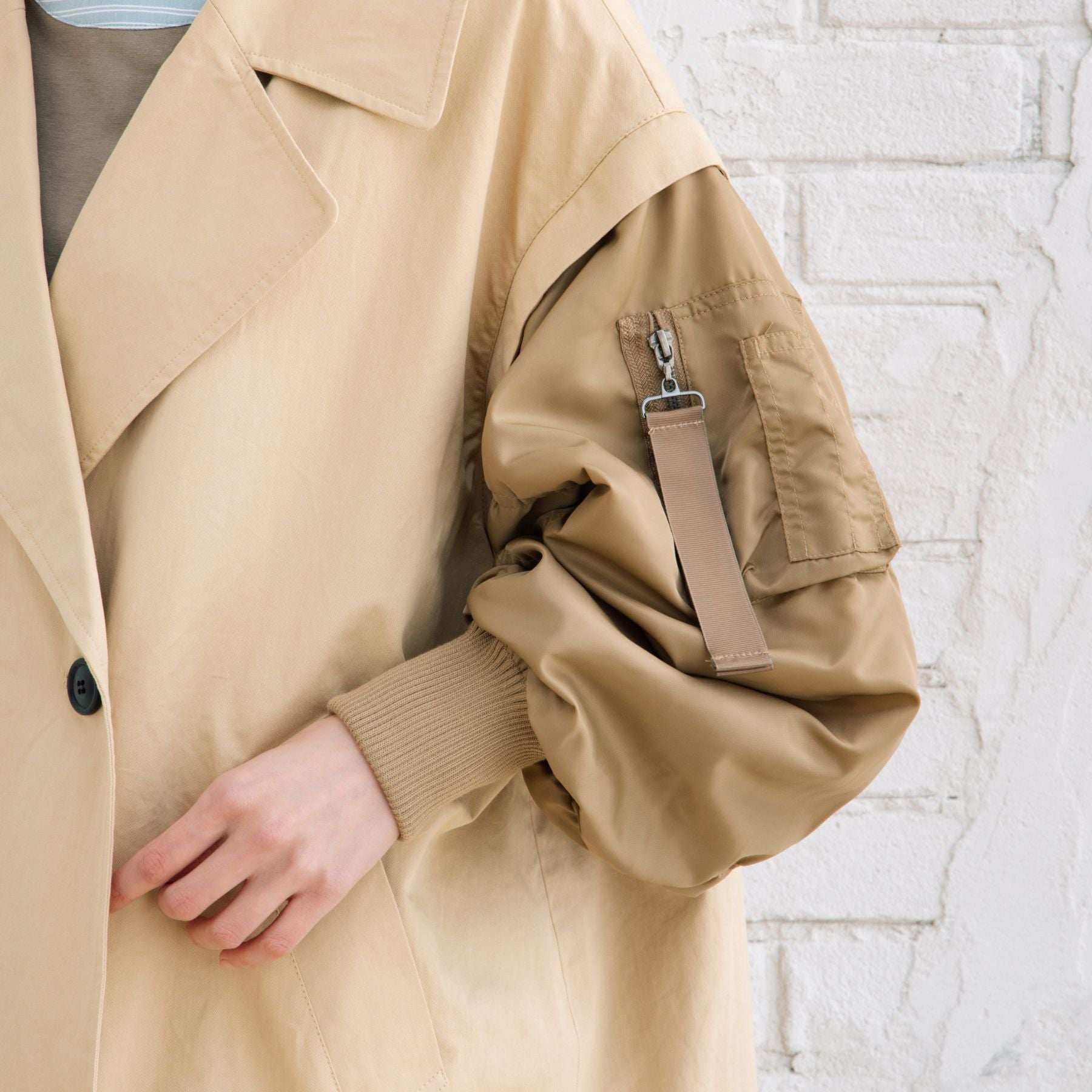 サブストリート マイスタンダード sabstreet my standard 【大きいサイズ】 15号(3L) FONTLAB MA-1スリーブショートコート （ベージュ） ベージュ