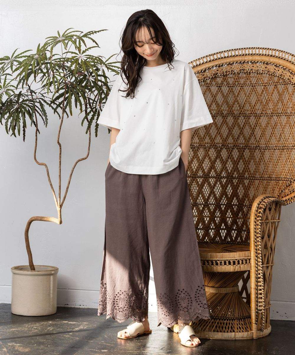 サブストリート マイスタンダード sabstreet my standard 【大きいサイズ】 9号・15号(M・3L) INDESIGN シフリーエンブロイダリーパンツ （ブラウン） ブラウン