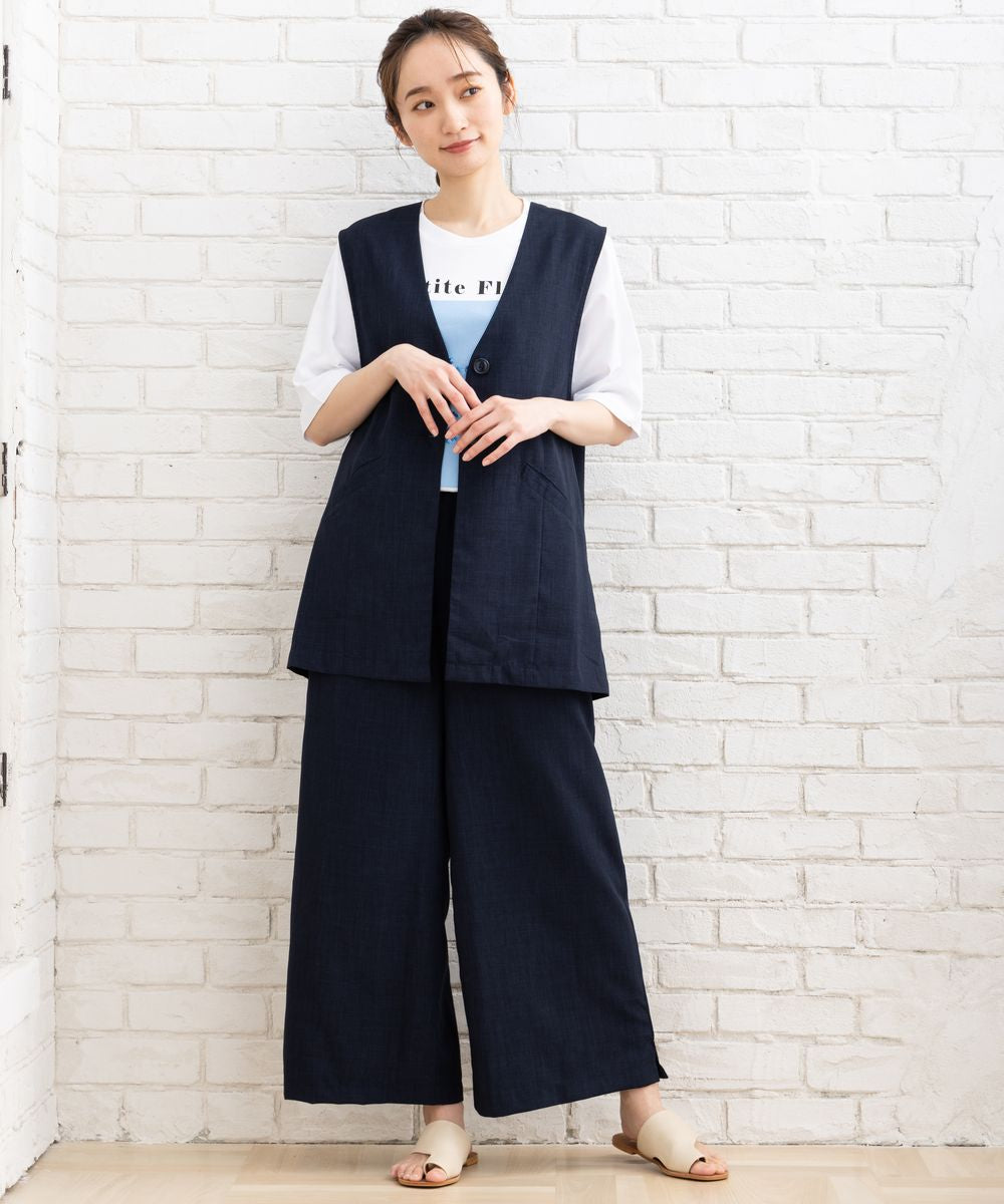 サブストリート マイスタンダード sabstreet my standard 【大きいサイズ】 9号・15号(M・3L) リネンタッチワイドパンツ （ライトベージュ） ライトベージュ