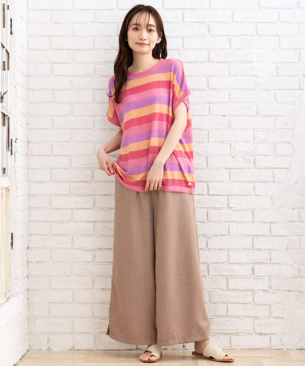 サブストリート マイスタンダード sabstreet my standard 【大きいサイズ】 9号・15号(M・3L) リネンタッチワイドパンツ （ライトベージュ） ライトベージュ