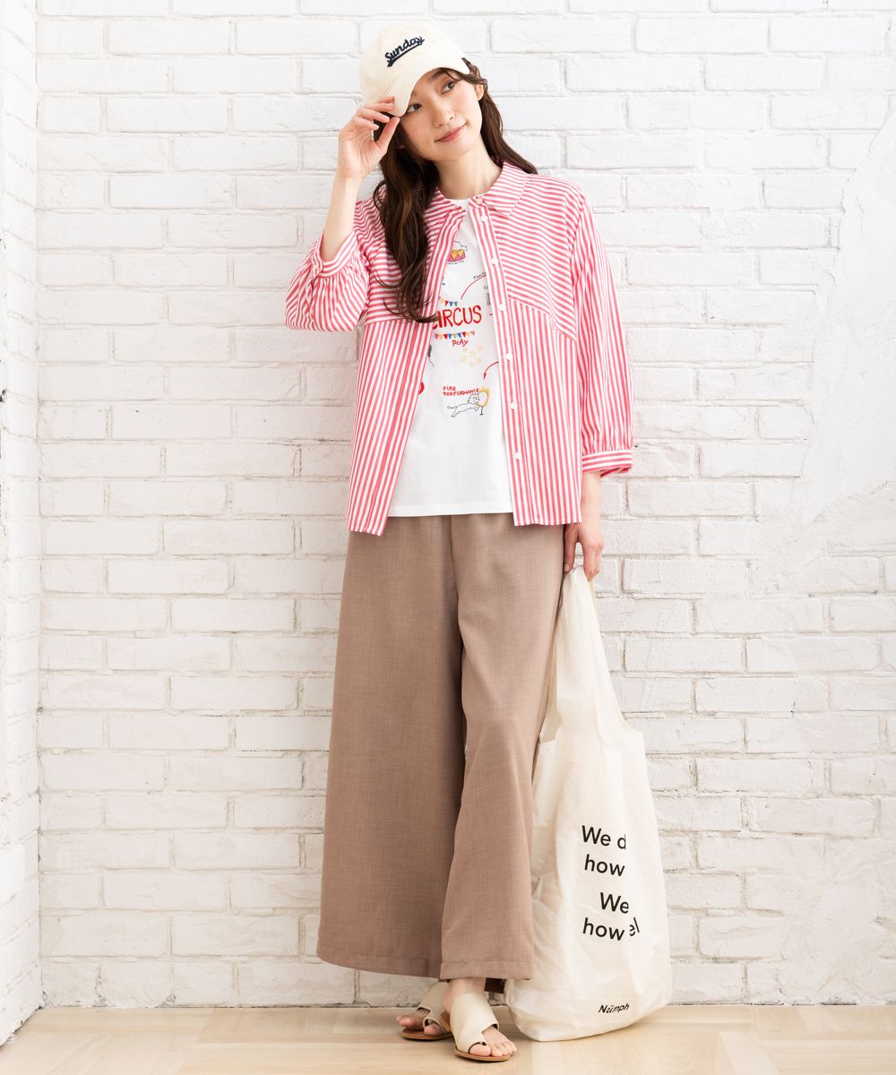 サブストリート マイスタンダード sabstreet my standard 【大きいサイズ】 9号・15号(M・3L) リネンタッチワイドパンツ （ライトベージュ） ライトベージュ