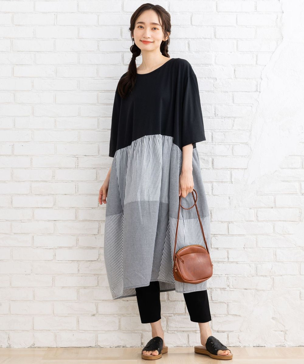サブストリート マイスタンダード sabstreet my standard 【大きいサイズ】 15号(3L) パッチワークワンピース （ブラック） ブラック