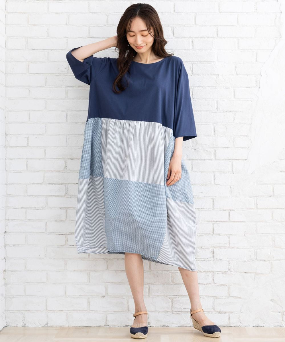 サブストリート マイスタンダード sabstreet my standard 【大きいサイズ】 15号(3L) パッチワークワンピース （ブラック） ブラック