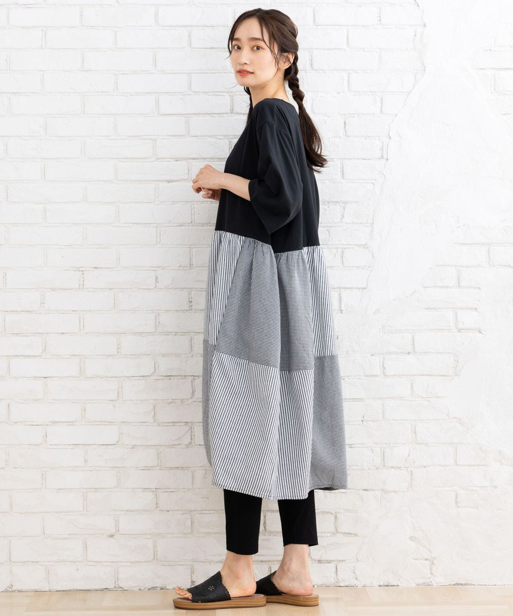 サブストリート マイスタンダード sabstreet my standard 【大きいサイズ】 15号(3L) パッチワークワンピース （ブラック） ブラック