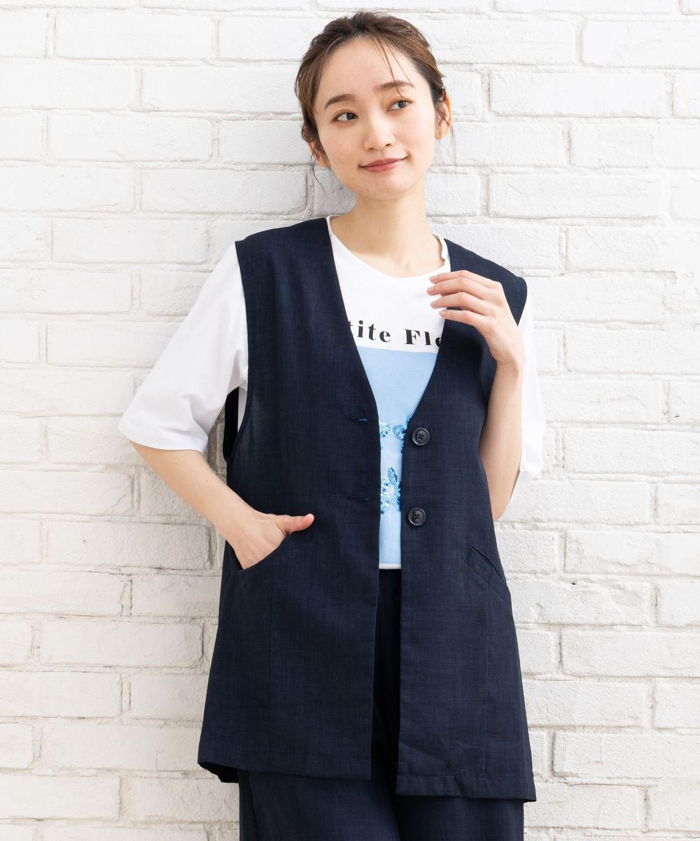 サブストリート マイスタンダード sabstreet my standard 【大きいサイズ】 9号・15号(M・3L) リネンタッチジレ （ネイビー） ネイビー