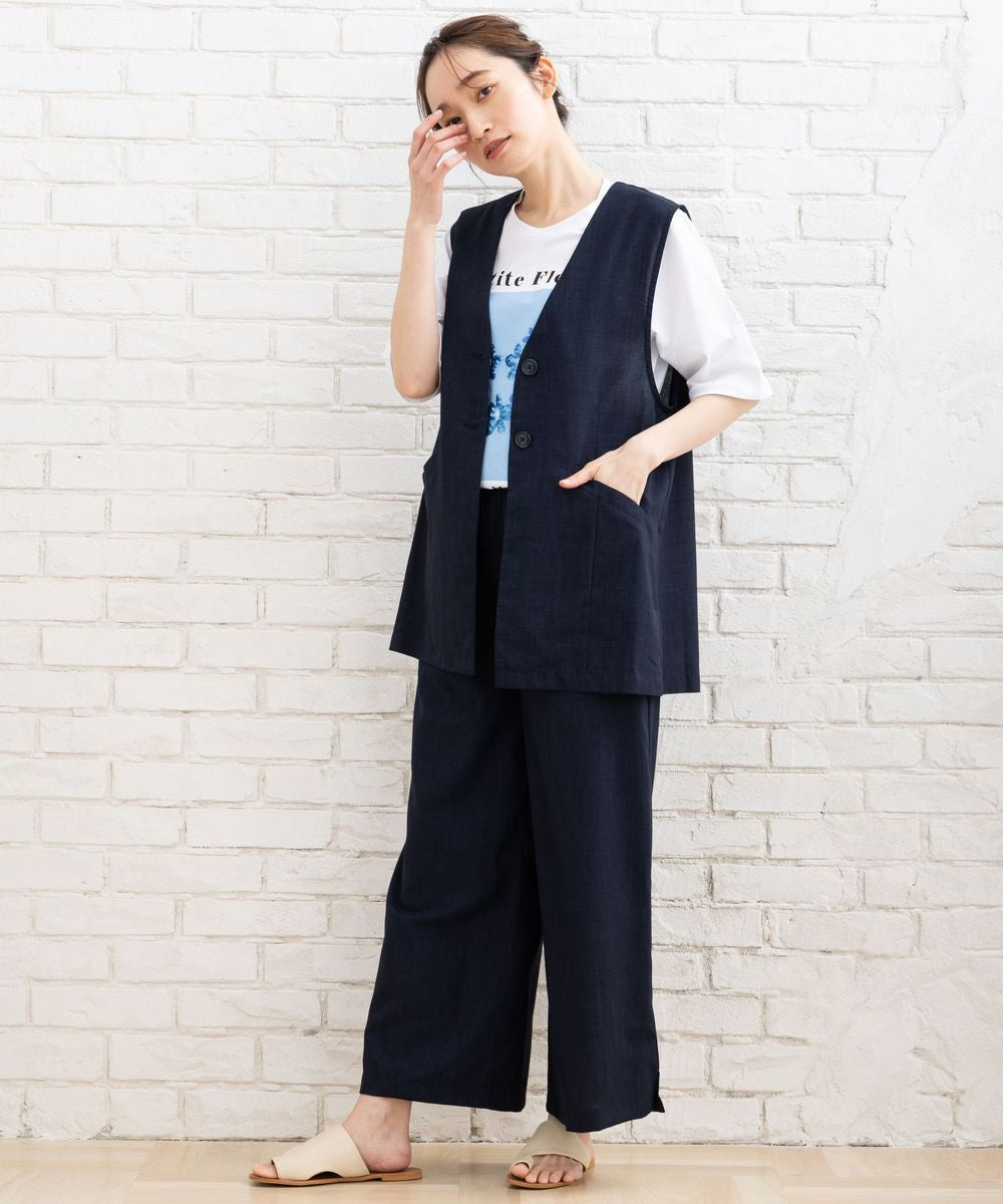サブストリート マイスタンダード sabstreet my standard 【大きいサイズ】 9号・15号(M・3L) リネンタッチジレ （ネイビー） ネイビー