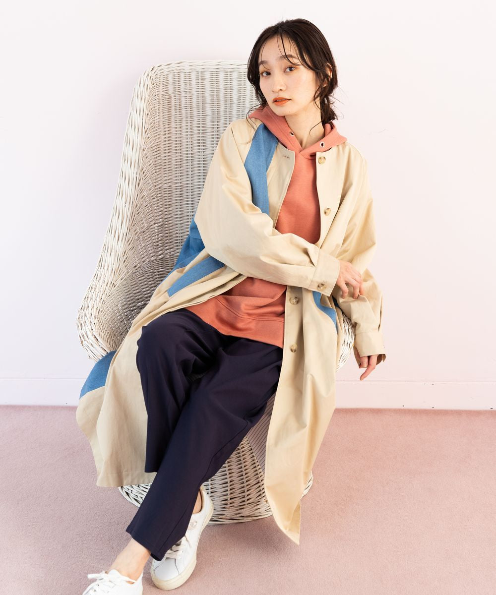 サブストリート マイスタンダード sabstreet my standard 【大きいサイズ】 15号(3L) FONTLAB デニム切替ノーカラーコート （ネイビー） ネイビー