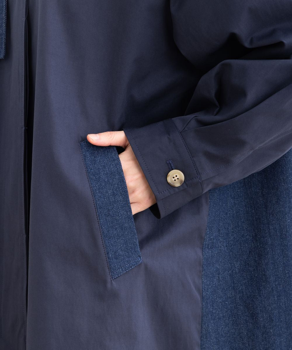 サブストリート マイスタンダード sabstreet my standard 【大きいサイズ】 15号(3L) FONTLAB デニム切替ノーカラーコート （ネイビー） ネイビー