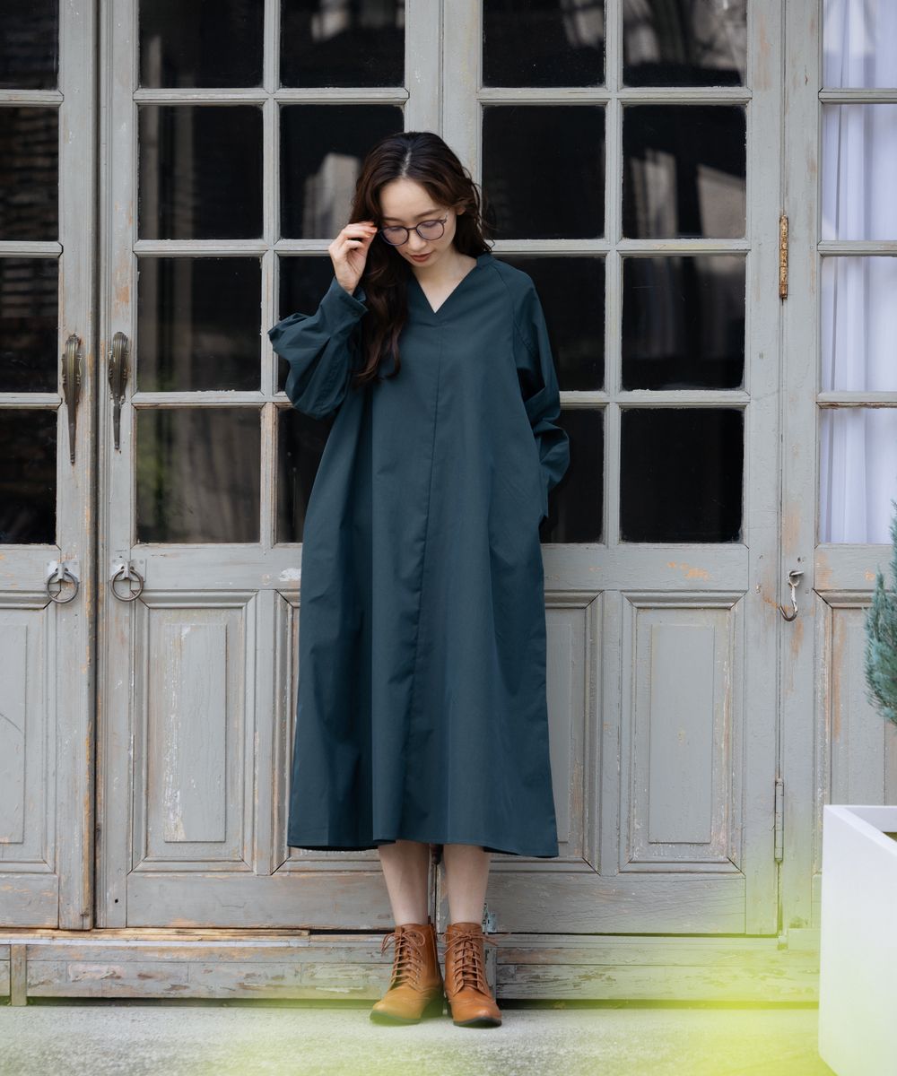 Easy Care Tuck Sleeve Loose One-Piece Dress