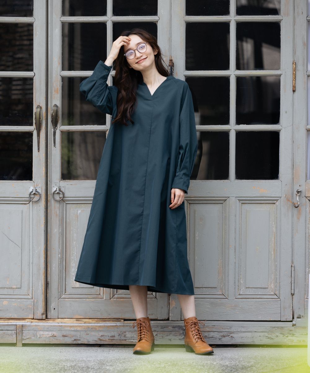 Easy Care Tuck Sleeve Loose One-Piece Dress