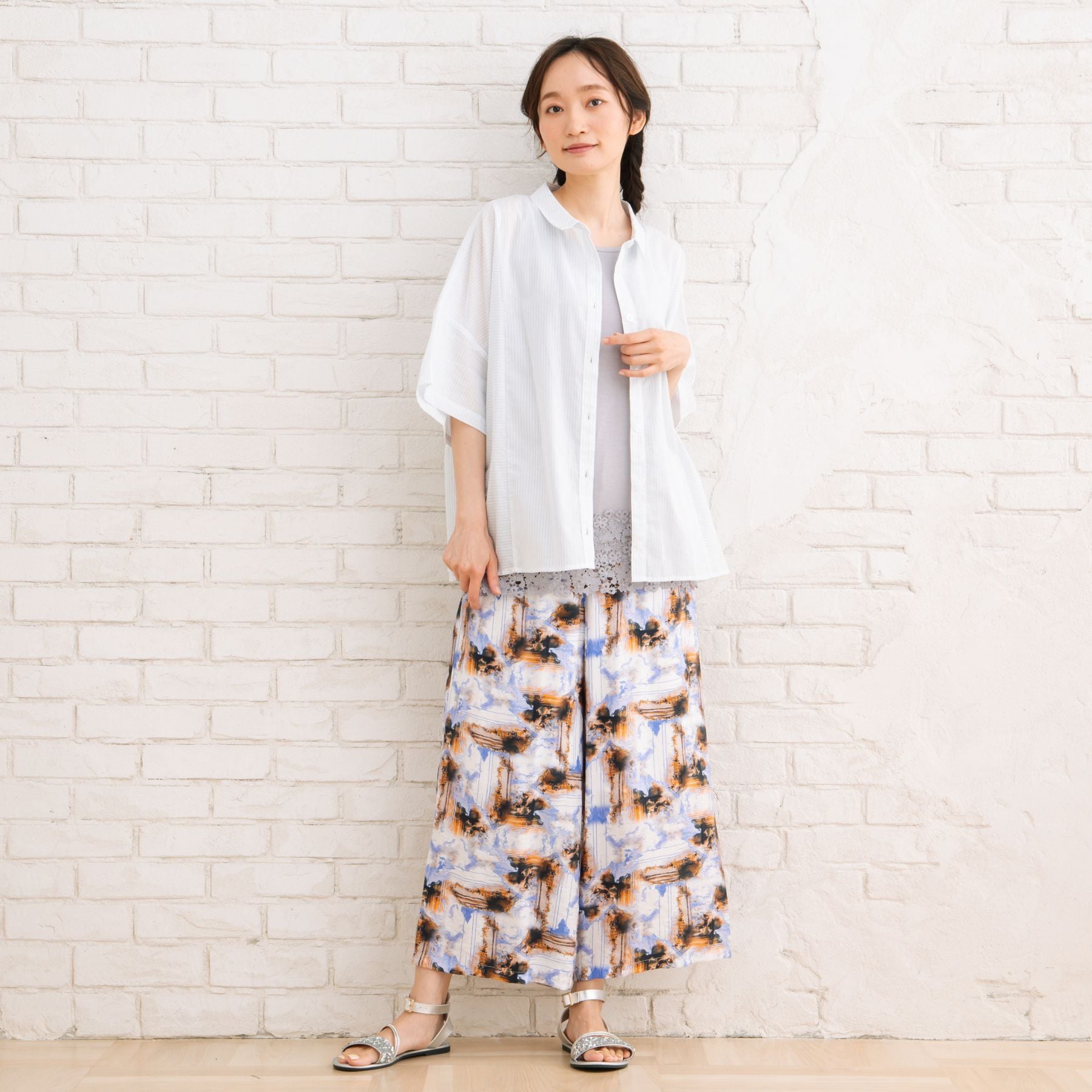 サブストリート マイスタンダード sabstreet my standard 【sabstreet bis】【web限定】15号(3L) ピンストライプボクシーシャツ （カーキ） カーキ