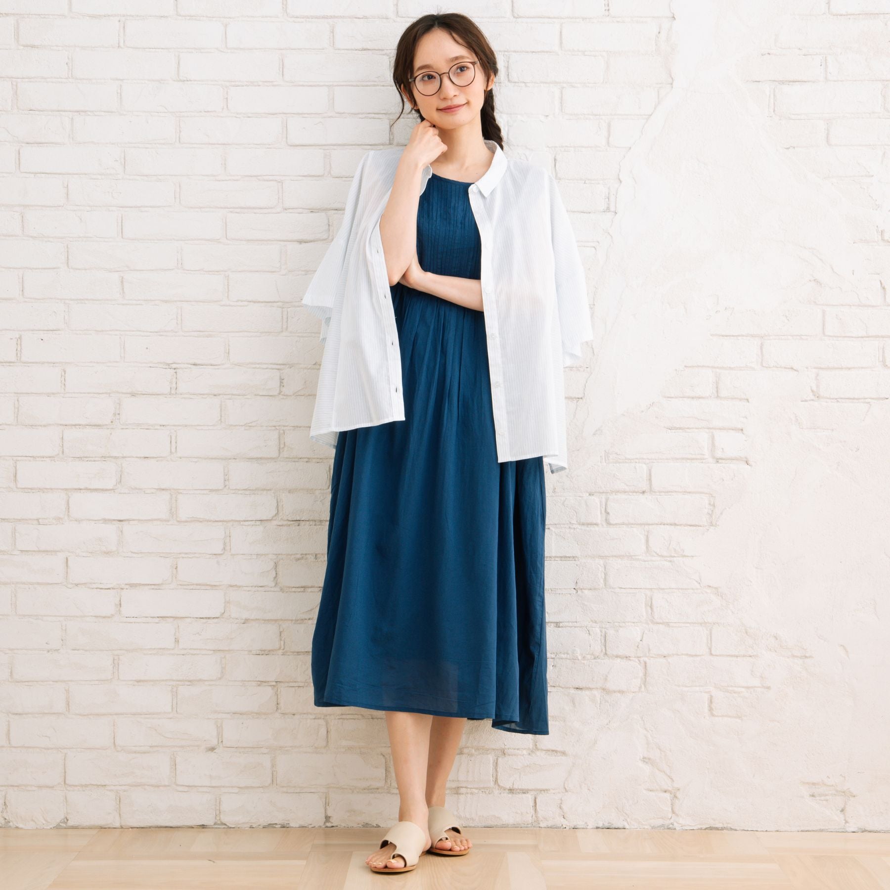 サブストリート マイスタンダード sabstreet my standard 【sabstreet bis】【web限定】15号(3L) ピンストライプボクシーシャツ （カーキ） カーキ