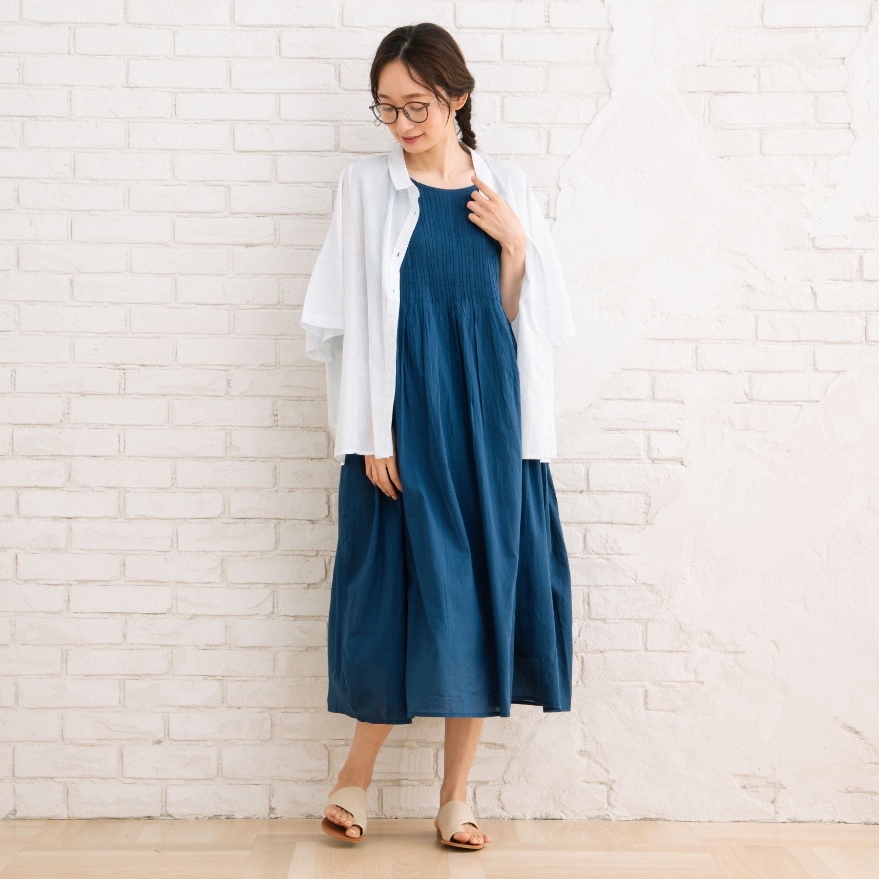 サブストリート マイスタンダード sabstreet my standard 【sabstreet bis】【web限定】15号(3L) ピンストライプボクシーシャツ （カーキ） カーキ