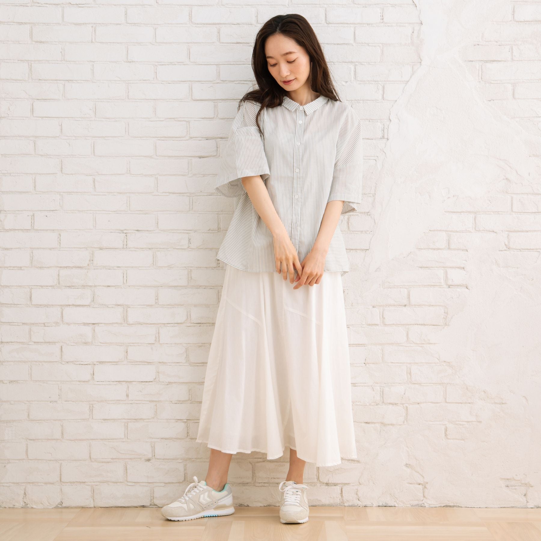 サブストリート マイスタンダード sabstreet my standard 【sabstreet bis】【web限定】15号(3L) ピンストライプボクシーシャツ （カーキ） カーキ