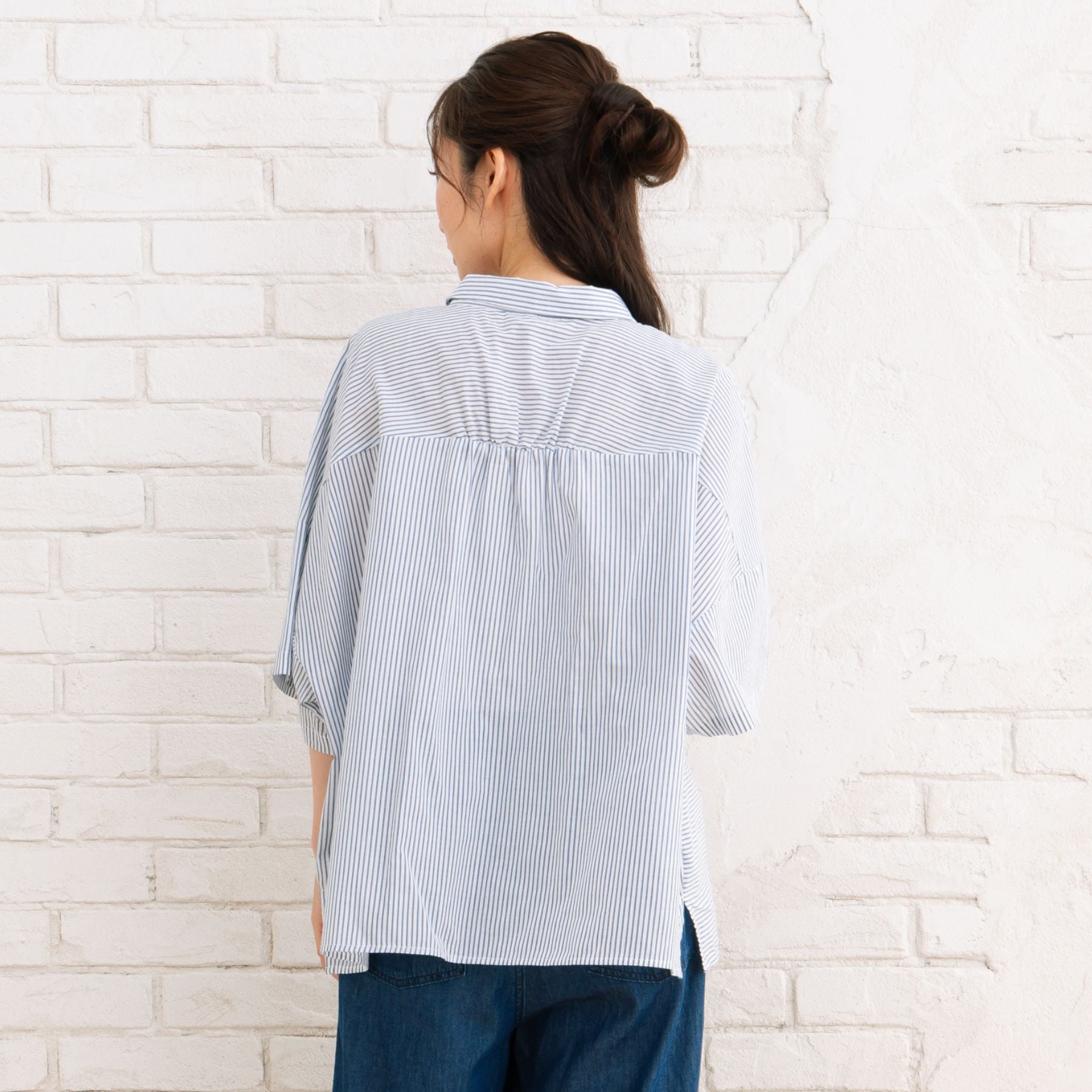 サブストリート マイスタンダード sabstreet my standard 【sabstreet bis】【web限定】15号(3L) ピンストライプボクシーシャツ （カーキ） カーキ