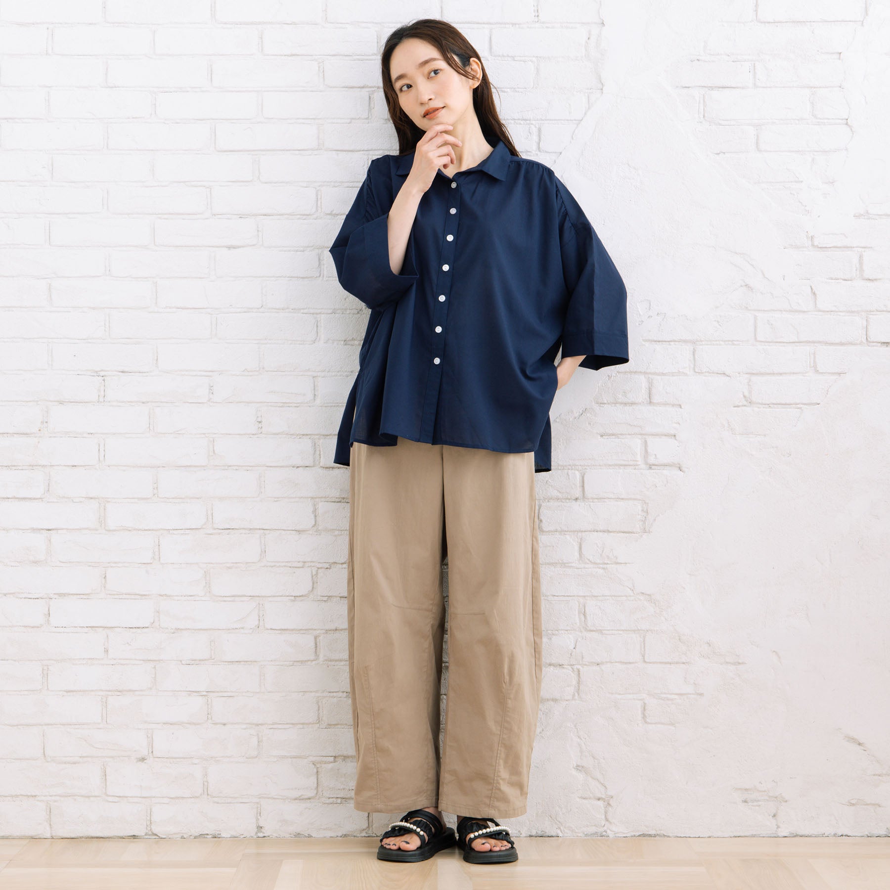 サブストリート マイスタンダード sabstreet my standard 【sabstreet bis】【web限定】15号(3L) 【接触冷感】スキッパーゆるシャツ （ライトグリーン） ライトグリーン