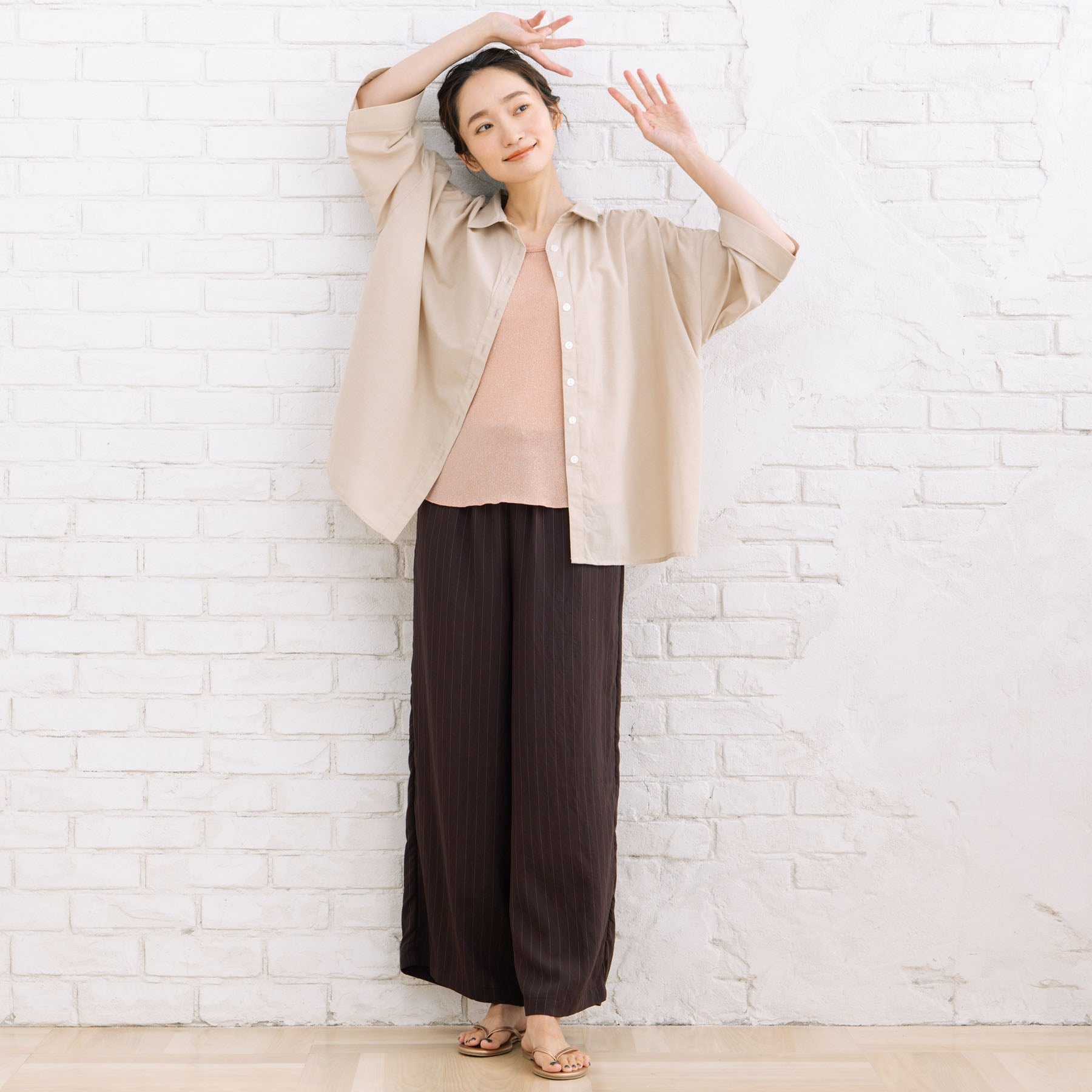 サブストリート マイスタンダード sabstreet my standard 【sabstreet bis】【web限定】15号(3L) 【接触冷感】スキッパーゆるシャツ （ライトグリーン） ライトグリーン